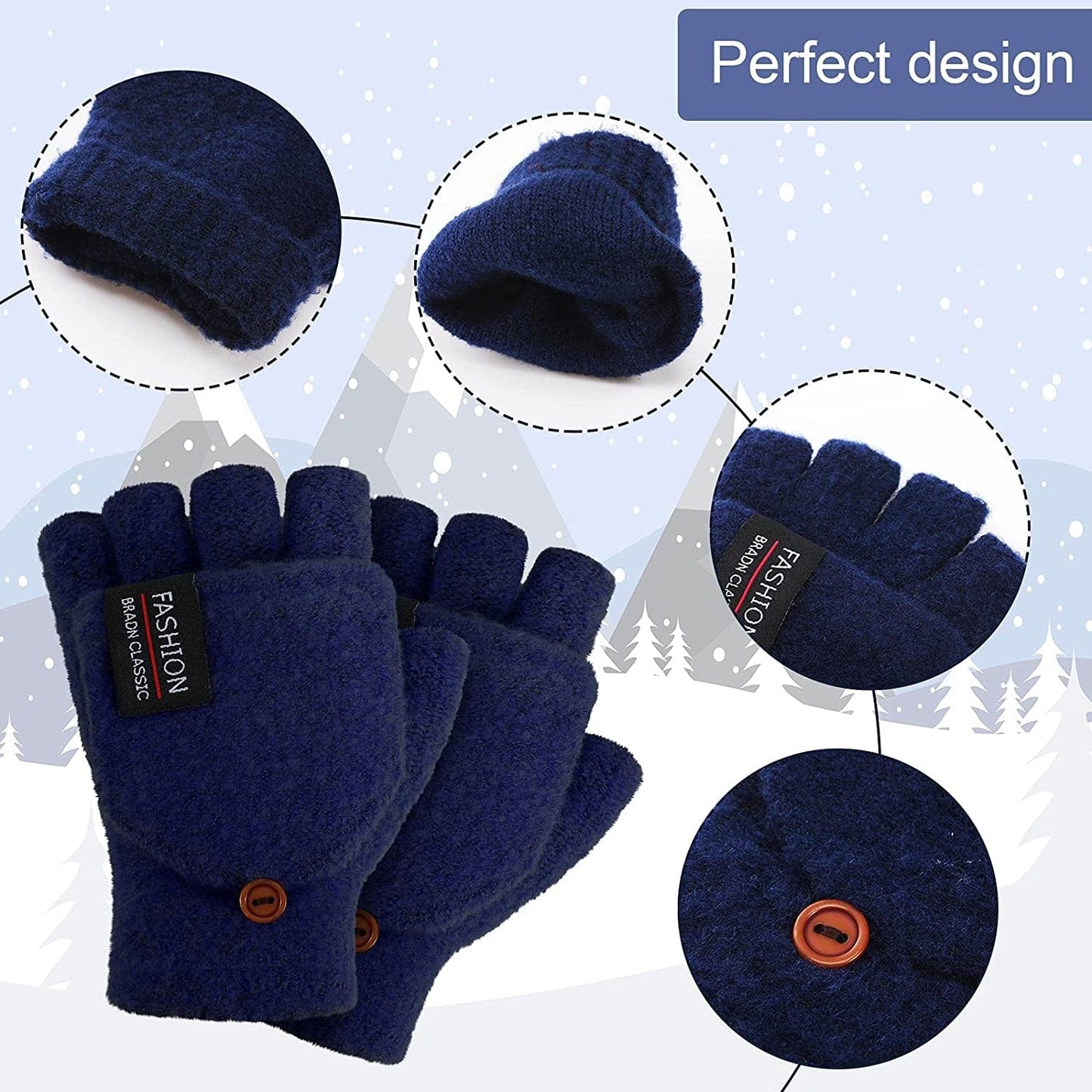 4 Pairs Fingerless Gloves with Cover Convertible Mittens Knitted Gloves for Women Men Apparel & Accessories > Clothing Accessories > Gloves & Mittens SATINIOR