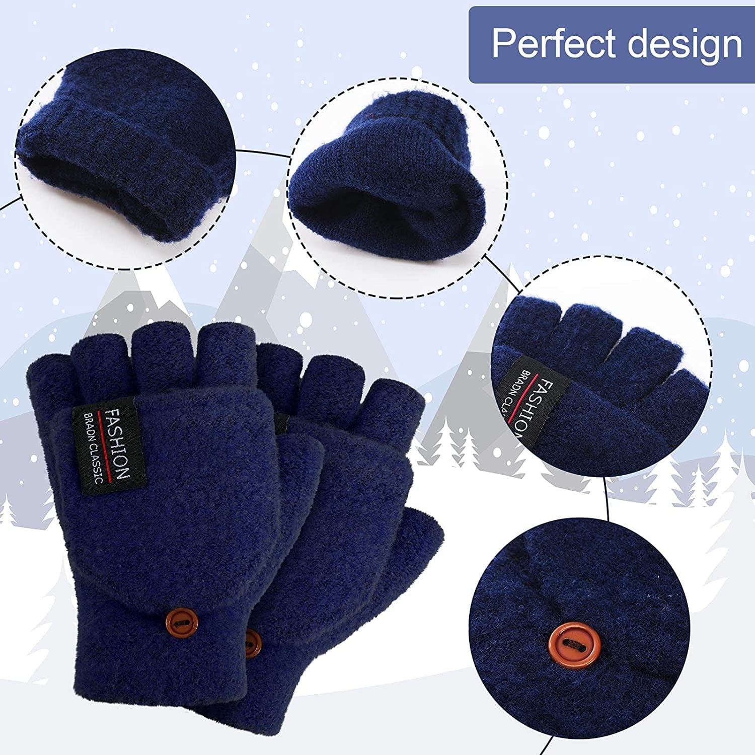 4 Pairs Fingerless Gloves with Cover Convertible Mittens Knitted Gloves for Women Men Apparel & Accessories > Clothing Accessories > Gloves & Mittens SATINIOR