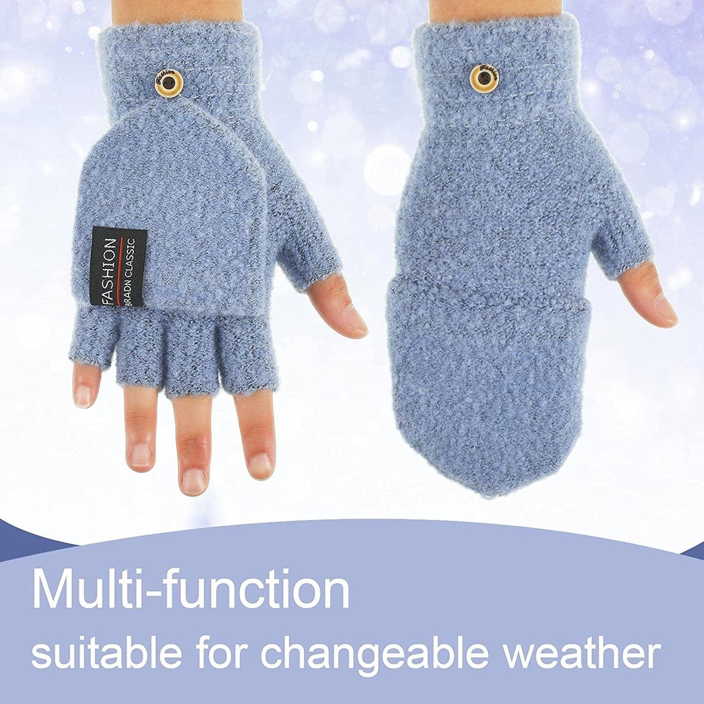 4 Pairs Fingerless Gloves with Cover Convertible Mittens Knitted Gloves for Women Men Apparel & Accessories > Clothing Accessories > Gloves & Mittens SATINIOR