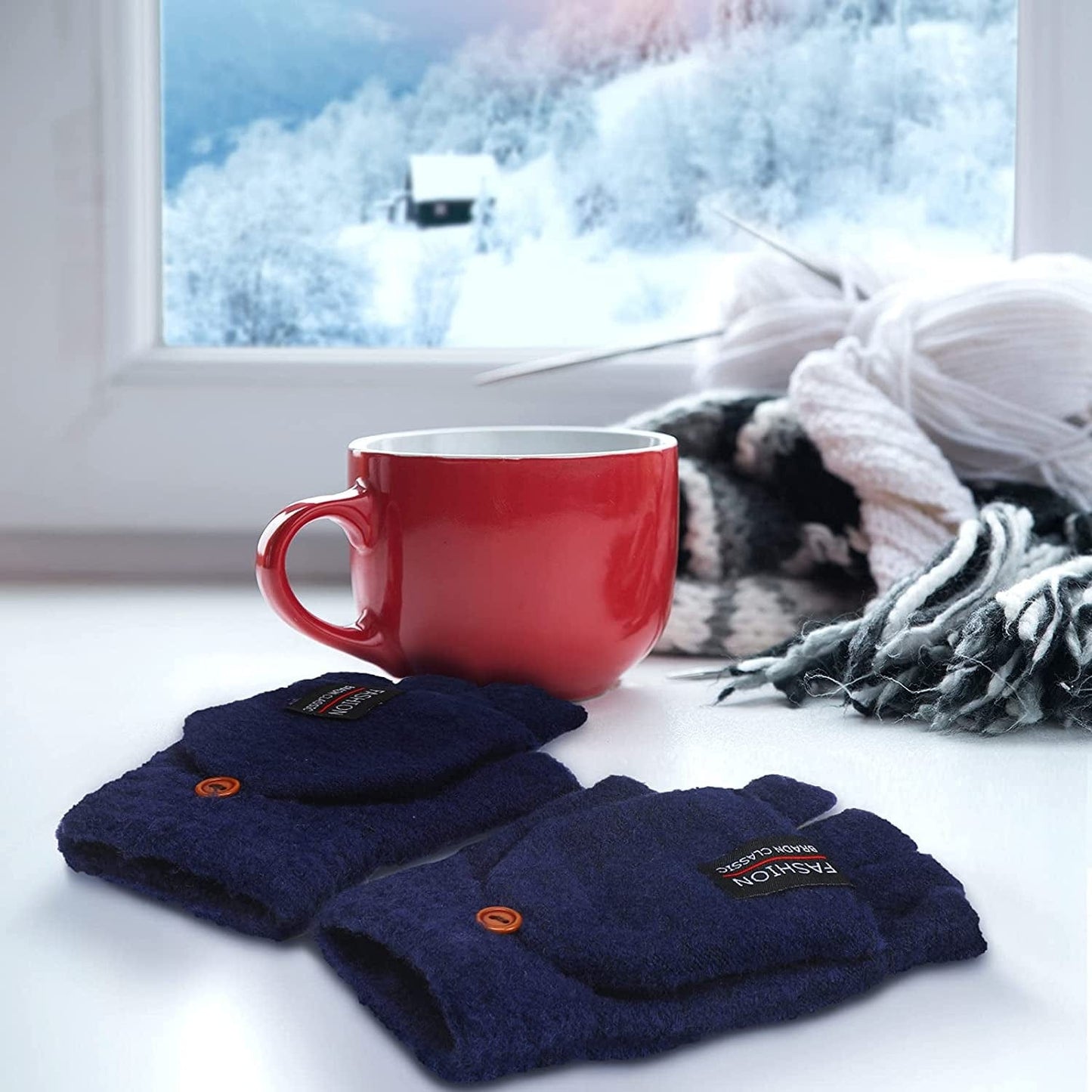 4 Pairs Fingerless Gloves with Cover Convertible Mittens Knitted Gloves for Women Men Apparel & Accessories > Clothing Accessories > Gloves & Mittens SATINIOR