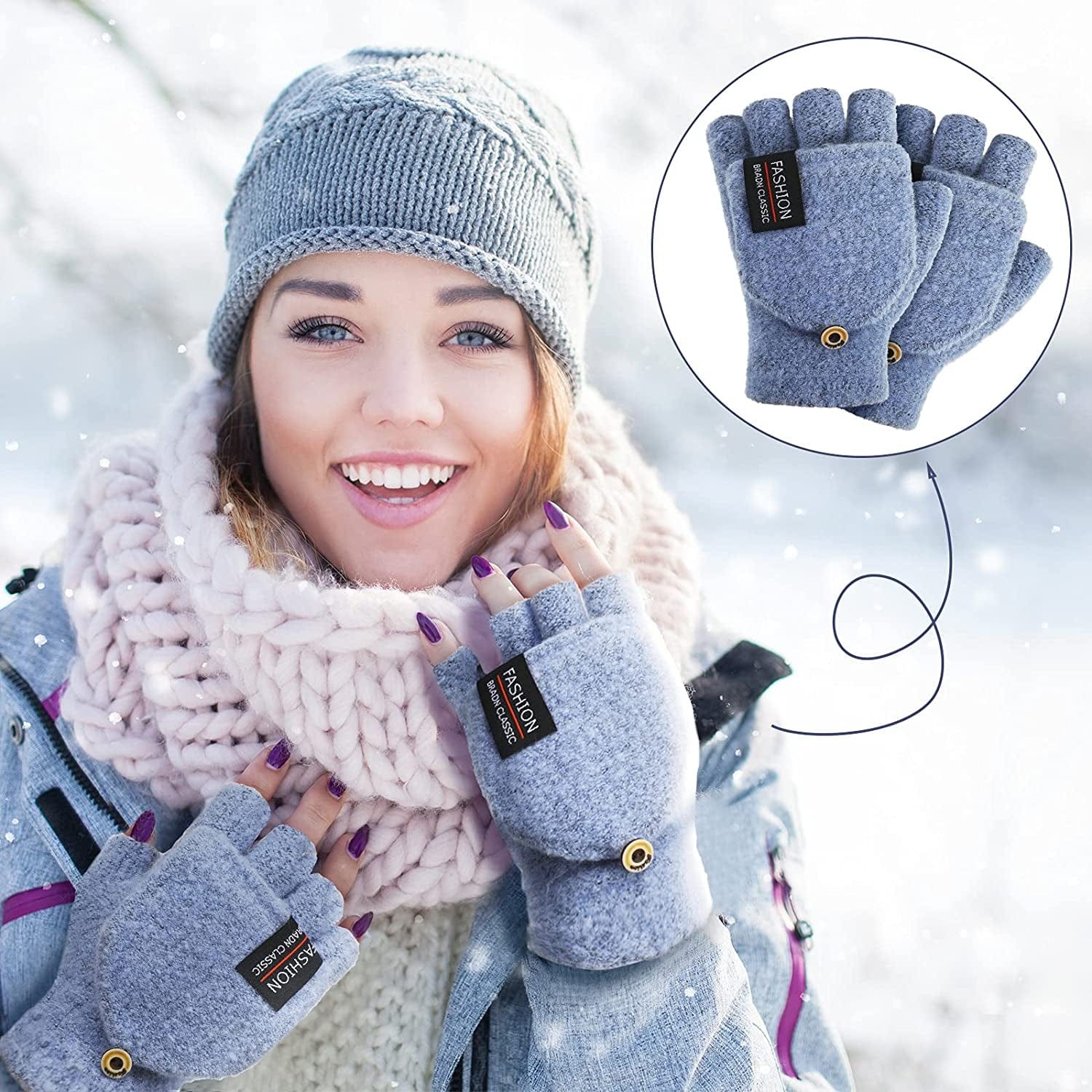 4 Pairs Fingerless Gloves with Cover Convertible Mittens Knitted Gloves for Women Men Apparel & Accessories > Clothing Accessories > Gloves & Mittens SATINIOR