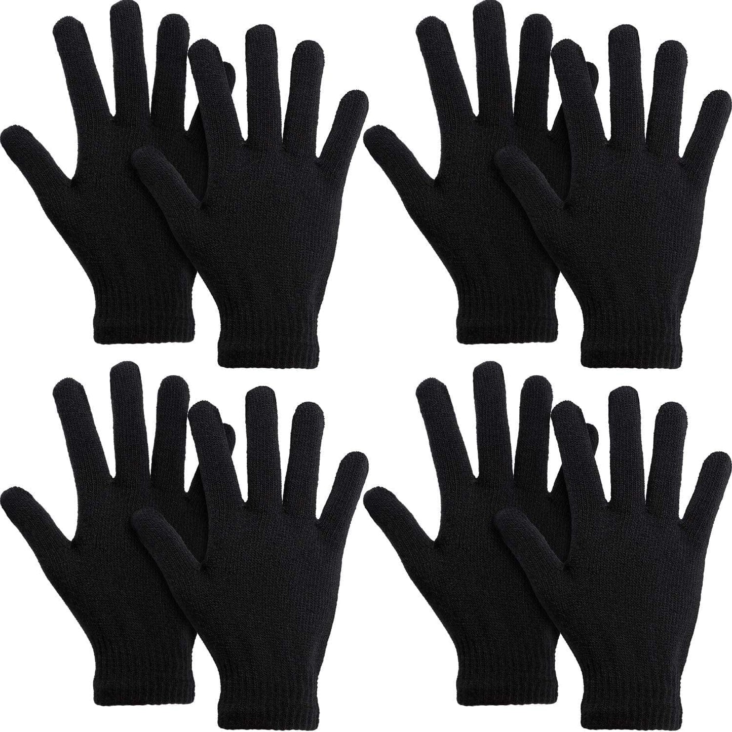 4 Pairs Magic Winter Gloves Unisex Gloves Knit Stretchy Mitten Full Fingers Warm Gloves for Men Women Sports Apparel & Accessories > Clothing Accessories > Gloves & Mittens SATINIOR Black Over 18 Years