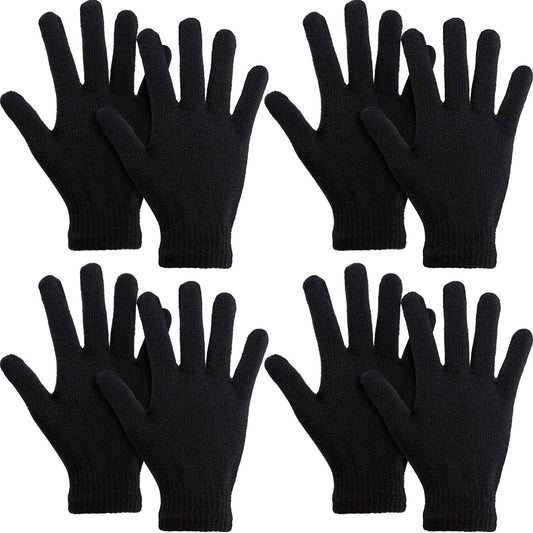4 Pairs Magic Winter Gloves Unisex Gloves Knit Stretchy Mitten Full Fingers Warm Gloves for Men Women Sports Apparel & Accessories > Clothing Accessories > Gloves & Mittens SATINIOR Black Over 18 Years