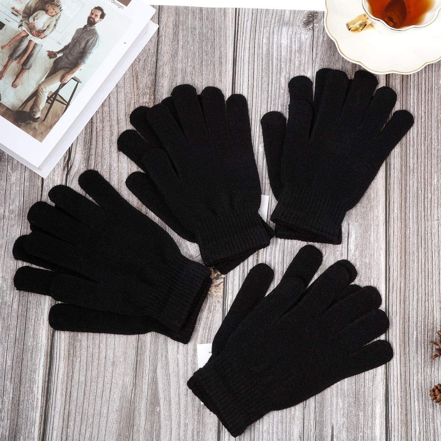 4 Pairs Magic Winter Gloves Unisex Gloves Knit Stretchy Mitten Full Fingers Warm Gloves for Men Women Sports Apparel & Accessories > Clothing Accessories > Gloves & Mittens SATINIOR