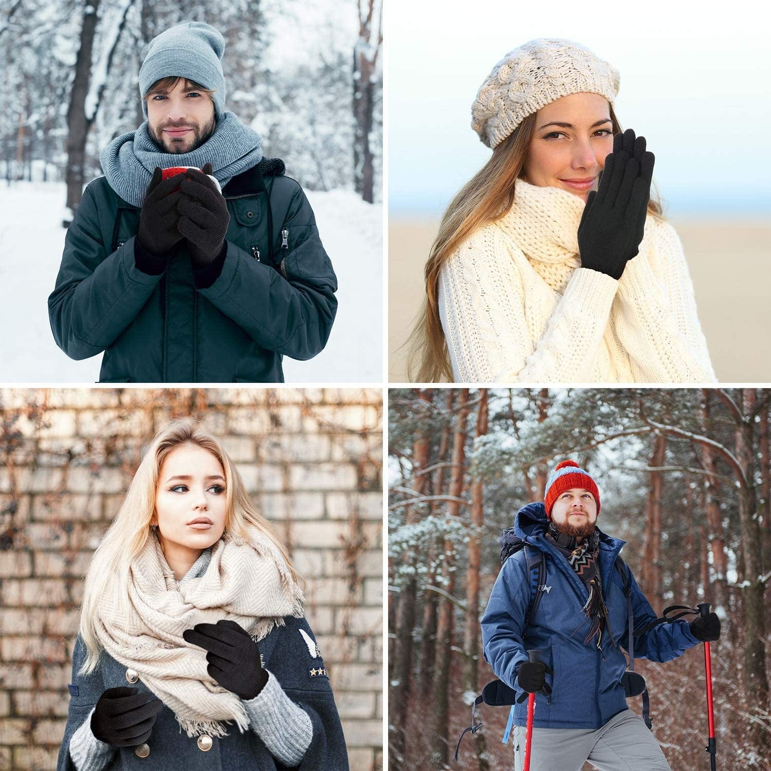 4 Pairs Magic Winter Gloves Unisex Gloves Knit Stretchy Mitten Full Fingers Warm Gloves for Men Women Sports Apparel & Accessories > Clothing Accessories > Gloves & Mittens SATINIOR