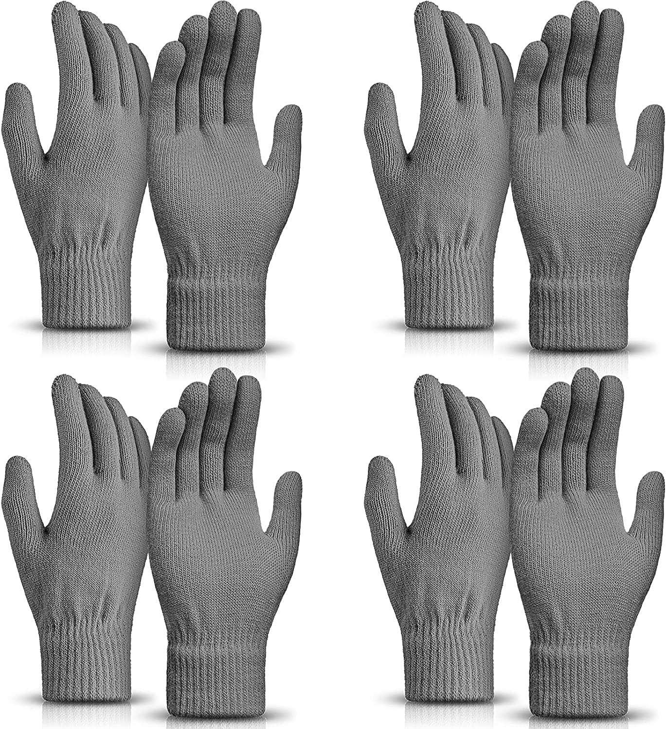 4 Pairs Magic Winter Gloves Unisex Gloves Knit Stretchy Mitten Full Fingers Warm Gloves for Men Women Sports Apparel & Accessories > Clothing Accessories > Gloves & Mittens SATINIOR Gray Over 18 Years