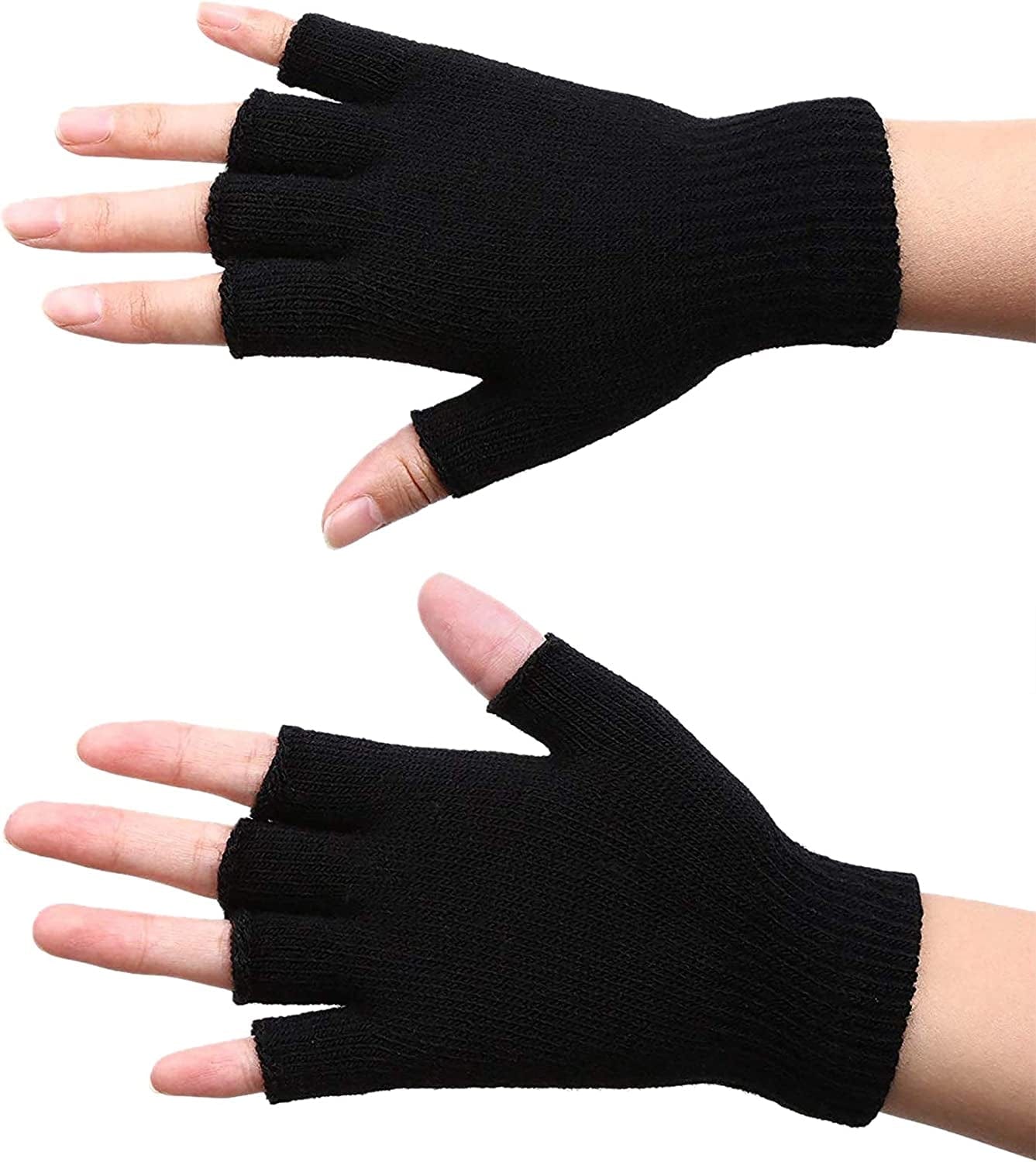 4 Pairs Winter Half Finger Gloves Knitted Fingerless Mittens Warm Stretchy Gloves for Men and Women Apparel & Accessories > Clothing Accessories > Gloves & Mittens SATINIOR