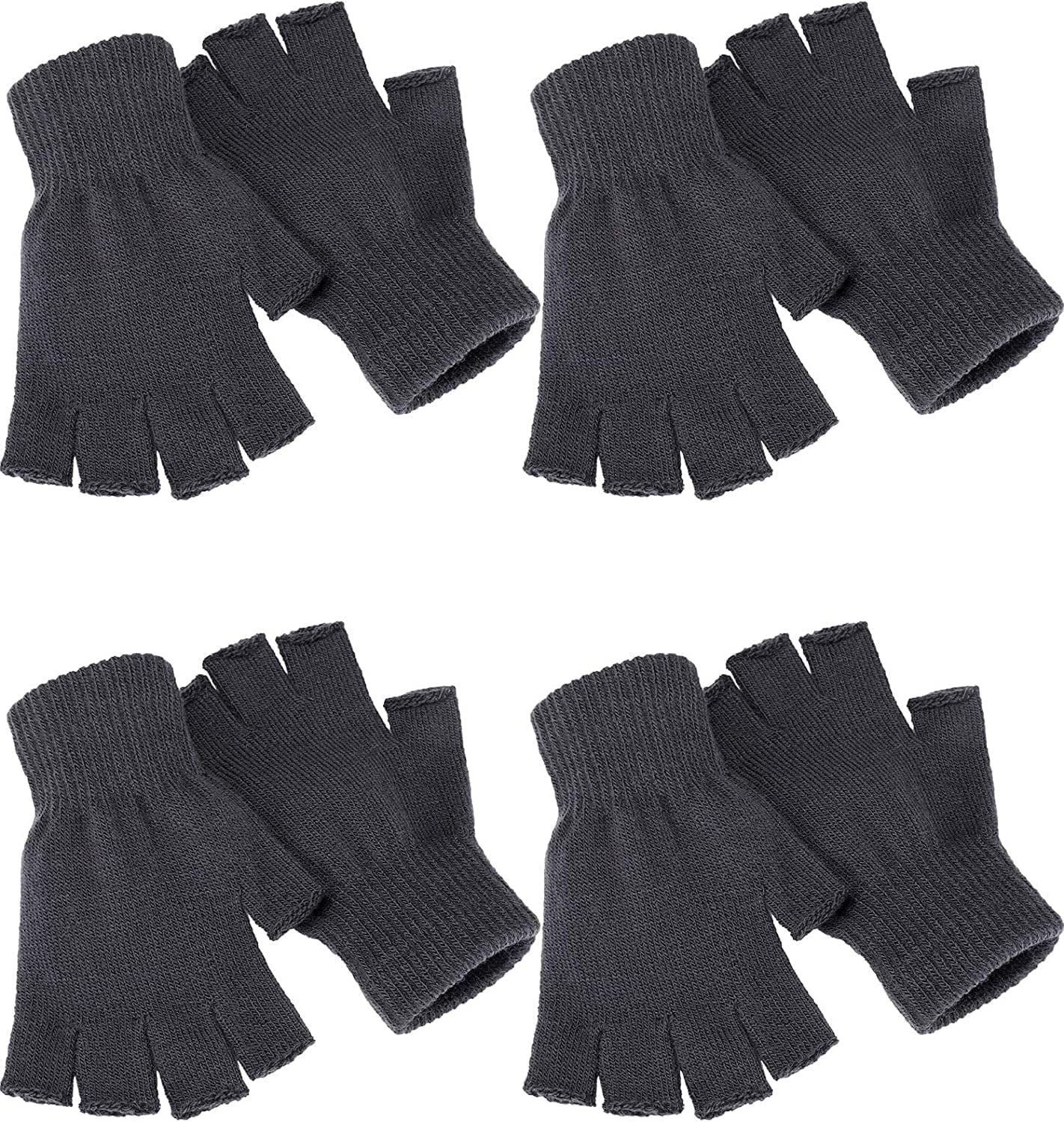 4 Pairs Winter Half Finger Gloves Knitted Fingerless Mittens Warm Stretchy Gloves for Men and Women Apparel & Accessories > Clothing Accessories > Gloves & Mittens SATINIOR Grey