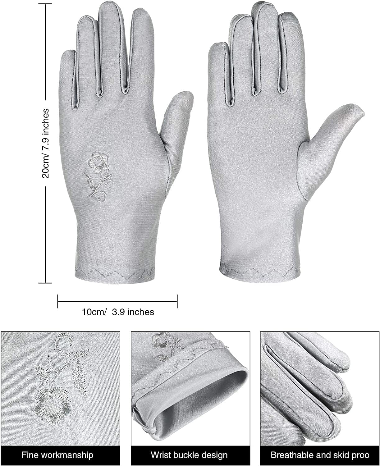 4 Pairs Women Sun Protective Gloves Sunscreen Gloves UV Protection Gloves Outdoor Driving Gloves (Black, White, Grey, Apricot Color) Apparel & Accessories > Clothing Accessories > Gloves & Mittens SATINIOR