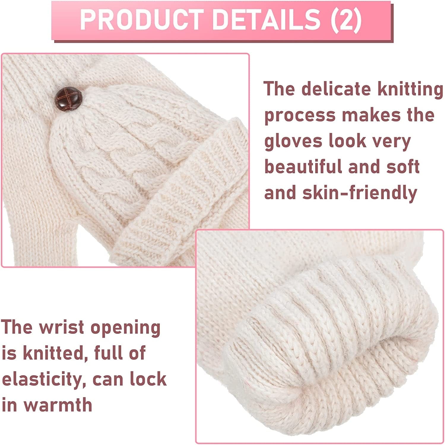 4 Pairs Women Winter Convertible Gloves Fingerless Mittens Warm Knit Flip Wool Gloves Knitted Half Finger Gloves with Cover Apparel & Accessories > Clothing Accessories > Gloves & Mittens Tarpop