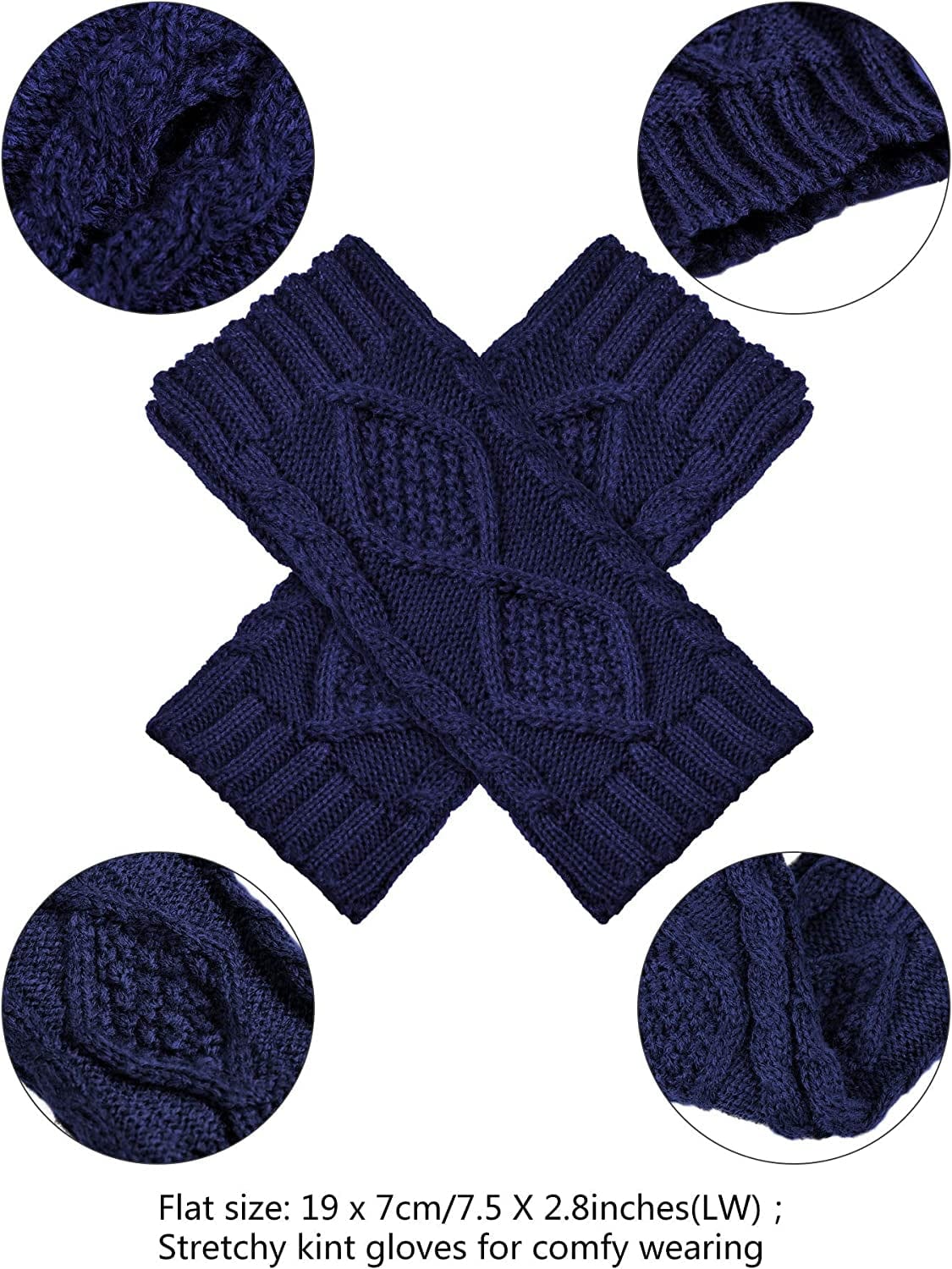 4 Pairs Women Winter Warm Knit Fingerless Gloves Thumbhole Arm Warmers Mittens Apparel & Accessories > Clothing Accessories > Gloves & Mittens SATINIOR