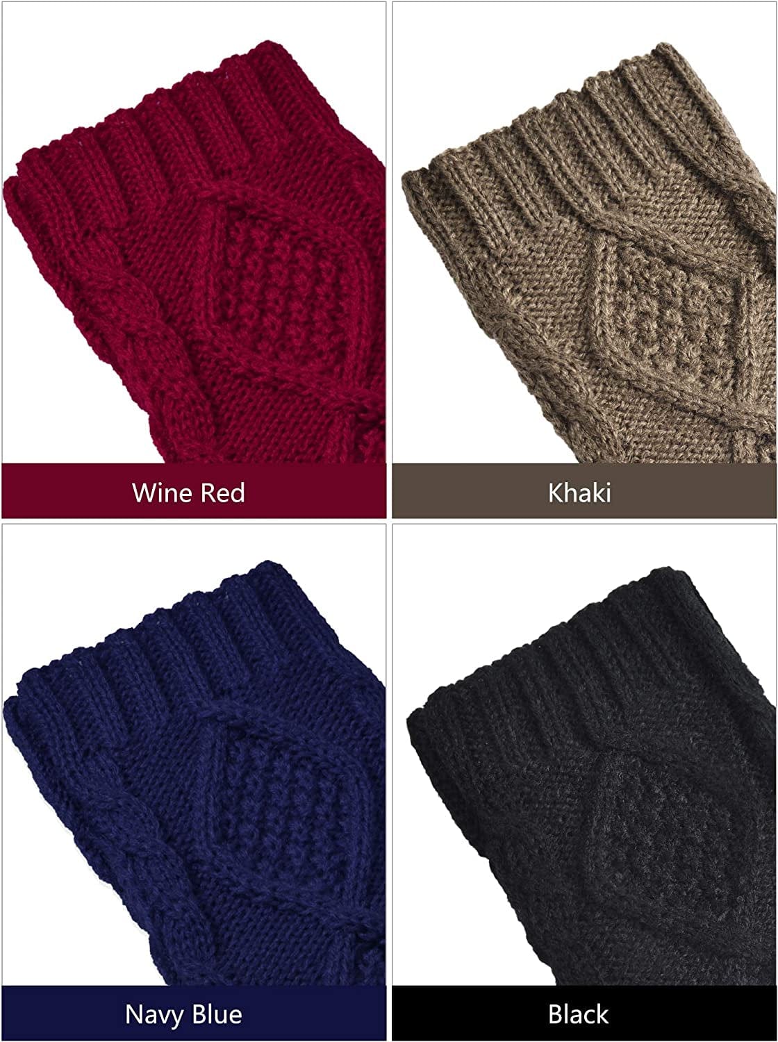 4 Pairs Women Winter Warm Knit Fingerless Gloves Thumbhole Arm Warmers Mittens Apparel & Accessories > Clothing Accessories > Gloves & Mittens SATINIOR