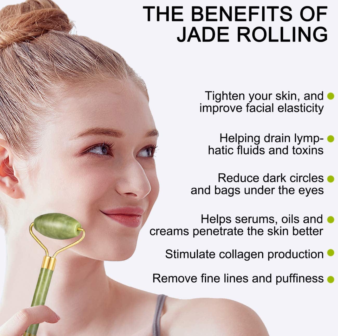 4-Pcs Jade Roller & Gua Sha Set, Facial Roller Massager with Gua Sha Scraping Tool, Jade Stone Massager for Anti-Aging, Slimming & Firming, Rejuvenate Face and Neck, Remove Wrinkles & Eye Puffiness Health & Beauty > Personal Care > Cosmetics > Cosmetic Tools > Skin Care Tools Charmonic