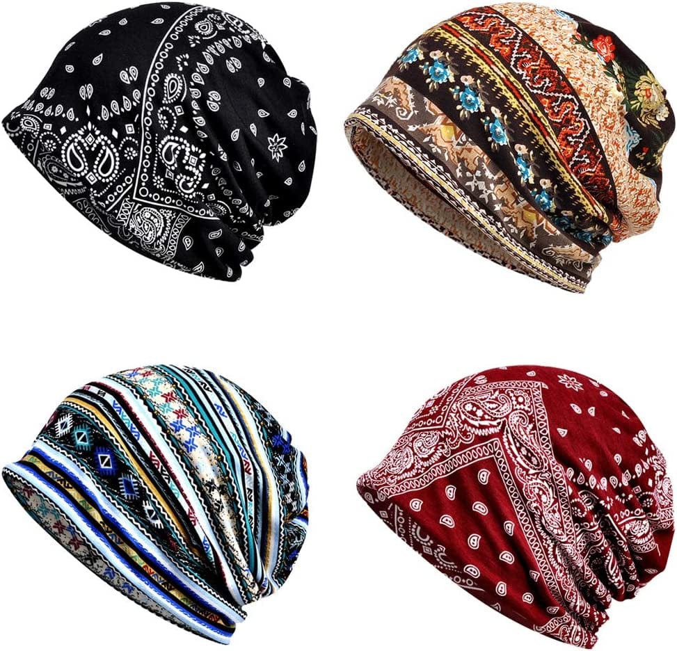 4 PCS Women Baggy Slouchy Beanie Chemo Hat Cap Slouchy Snood Hat Cancer Headwear… Apparel & Accessories > Clothing Accessories > Headwear Waybas Multicolor