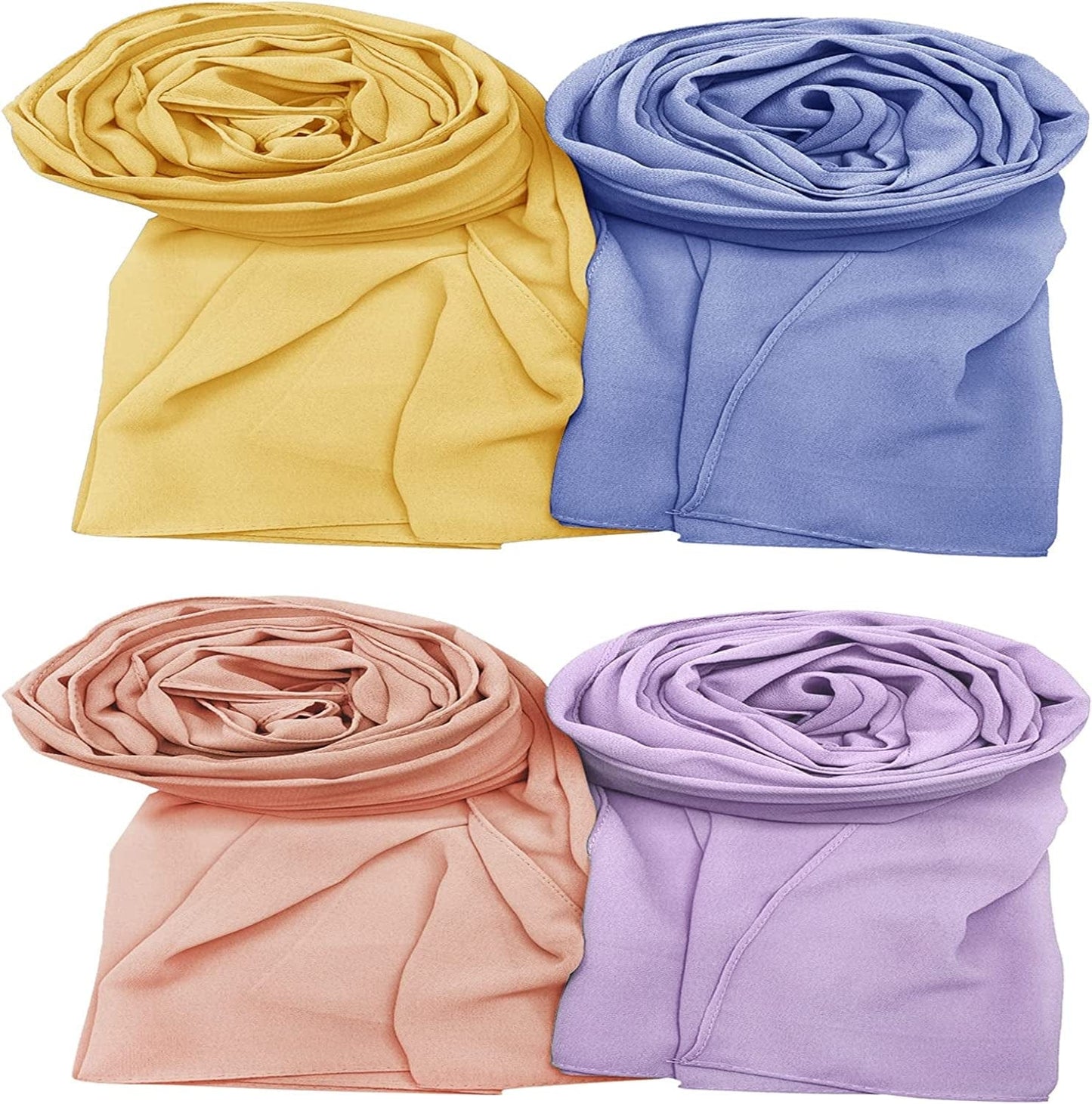 4 Pcs Women Chiffon Scarves Shawl Long Scarf Wrap Scarves Soft Scarves Travel Sunscreen Wrap Scarf Multicolor Apparel & Accessories > Clothing Accessories > Scarves & Shawls Axe Sickle Pink, Purple, Yellow, Blue