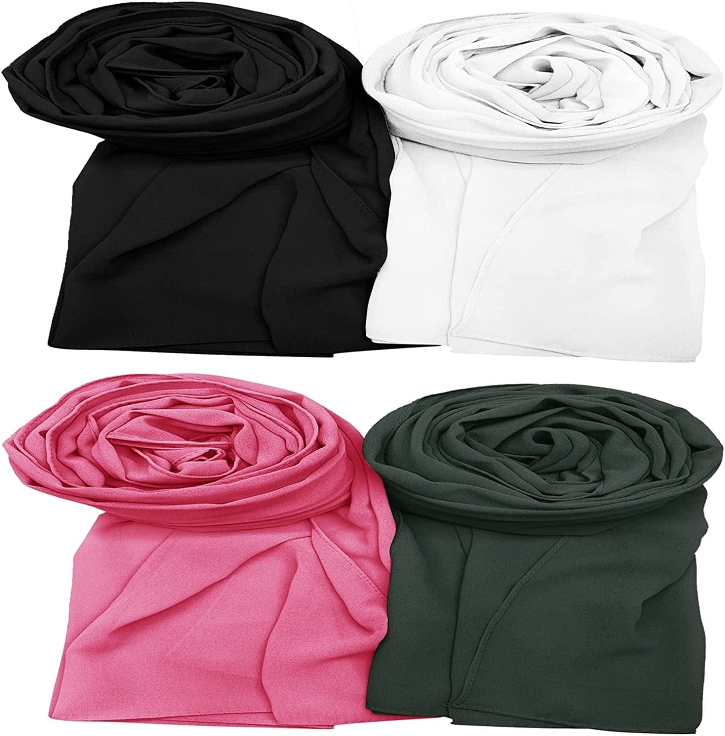 4 Pcs Women Chiffon Scarves Shawl Long Scarf Wrap Scarves Soft Scarves Travel Sunscreen Wrap Scarf Multicolor Apparel & Accessories > Clothing Accessories > Scarves & Shawls Axe Sickle Black, White, Rose Red, Dark Green