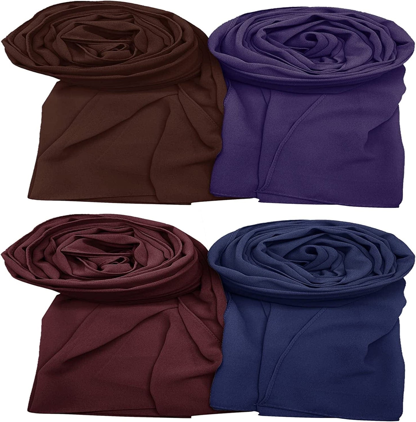 4 Pcs Women Chiffon Scarves Shawl Long Scarf Wrap Scarves Soft Scarves Travel Sunscreen Wrap Scarf Multicolor Apparel & Accessories > Clothing Accessories > Scarves & Shawls Axe Sickle Dark Blue, Wine Red, Coffee, Dark Purple