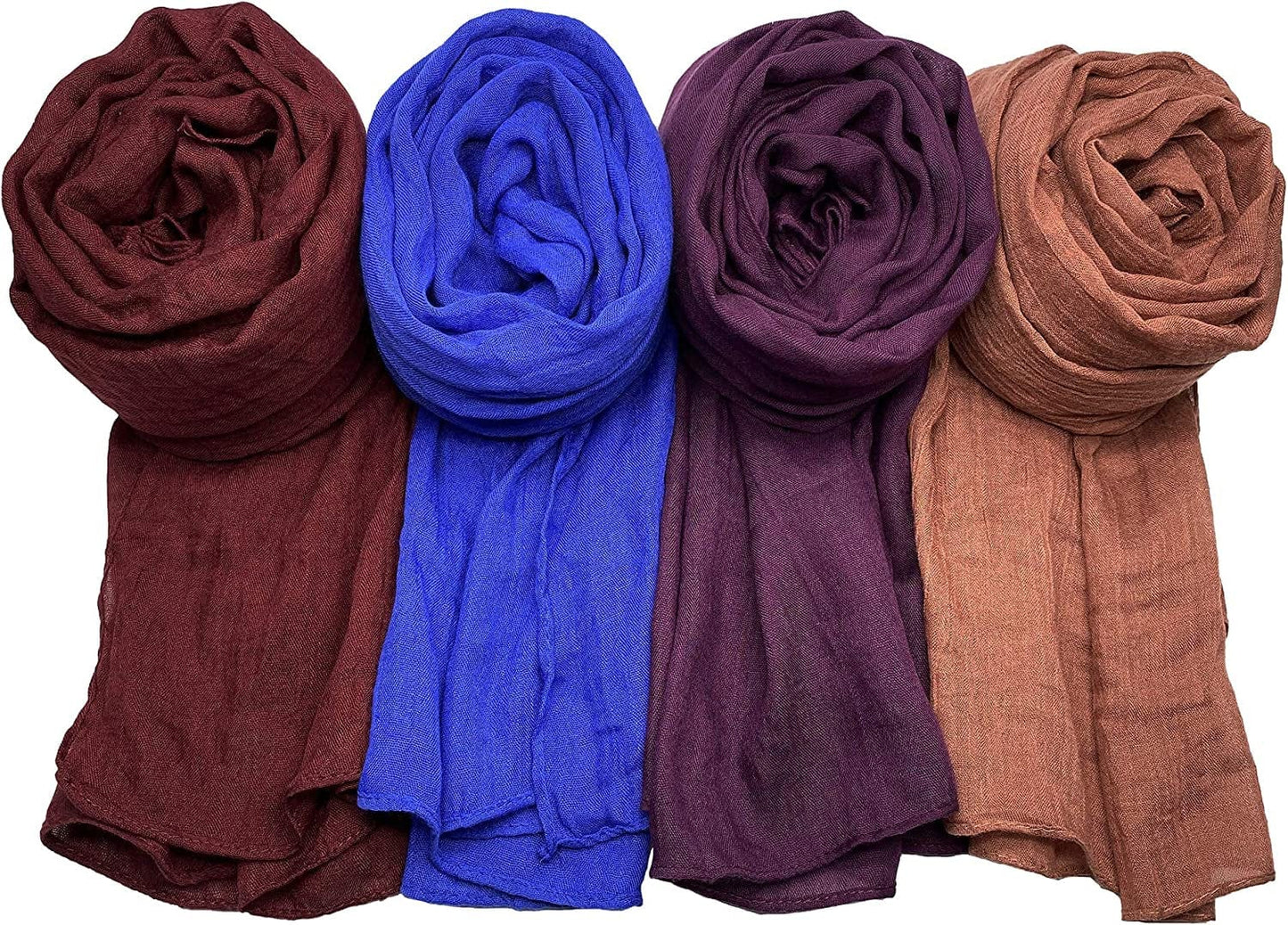 4 Pcs Women Scarves Shawl Keep Warm Scarf Wrap Scarves Fashion Shawls Apparel & Accessories > Clothing Accessories > Scarves & Shawls WANBAO Wine Red, Blue, Purple, Light Brown