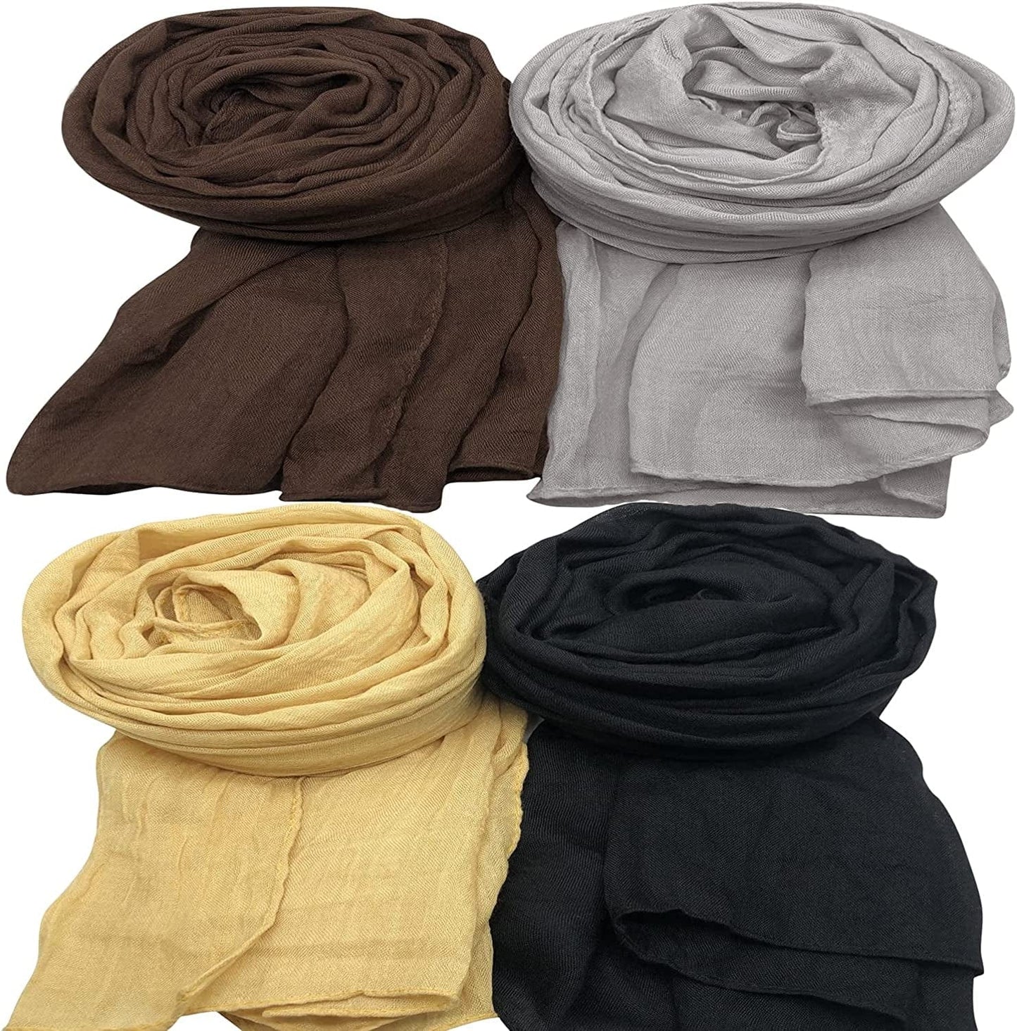 4 Pcs Women Scarves Shawl Keep Warm Scarf Wrap Scarves Fashion Shawls Apparel & Accessories > Clothing Accessories > Scarves & Shawls WANBAO Coffee, Grey, Black, Yellow