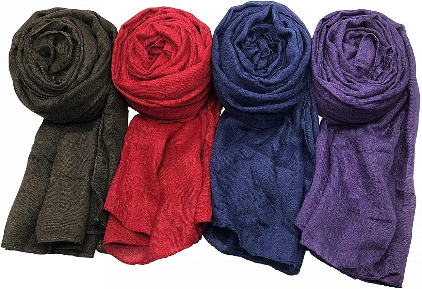 4 Pcs Women Scarves Shawl Keep Warm Scarf Wrap Scarves Fashion Shawls Apparel & Accessories > Clothing Accessories > Scarves & Shawls WANBAO Dark Green, Dark Blue, Dark Red, Deep Purple