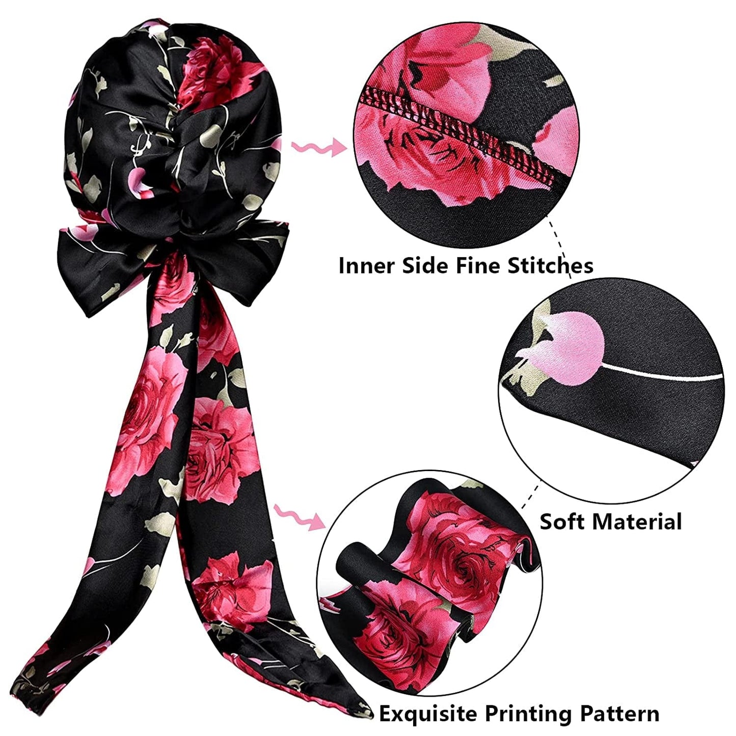 4 Piece Soft Satin Head Scarf Sleeping Cap Turbans Head Cover Bonnet Head Wear for Women (Set of 4) Apparel & Accessories > Clothing Accessories > Headwear YMHPRIDE