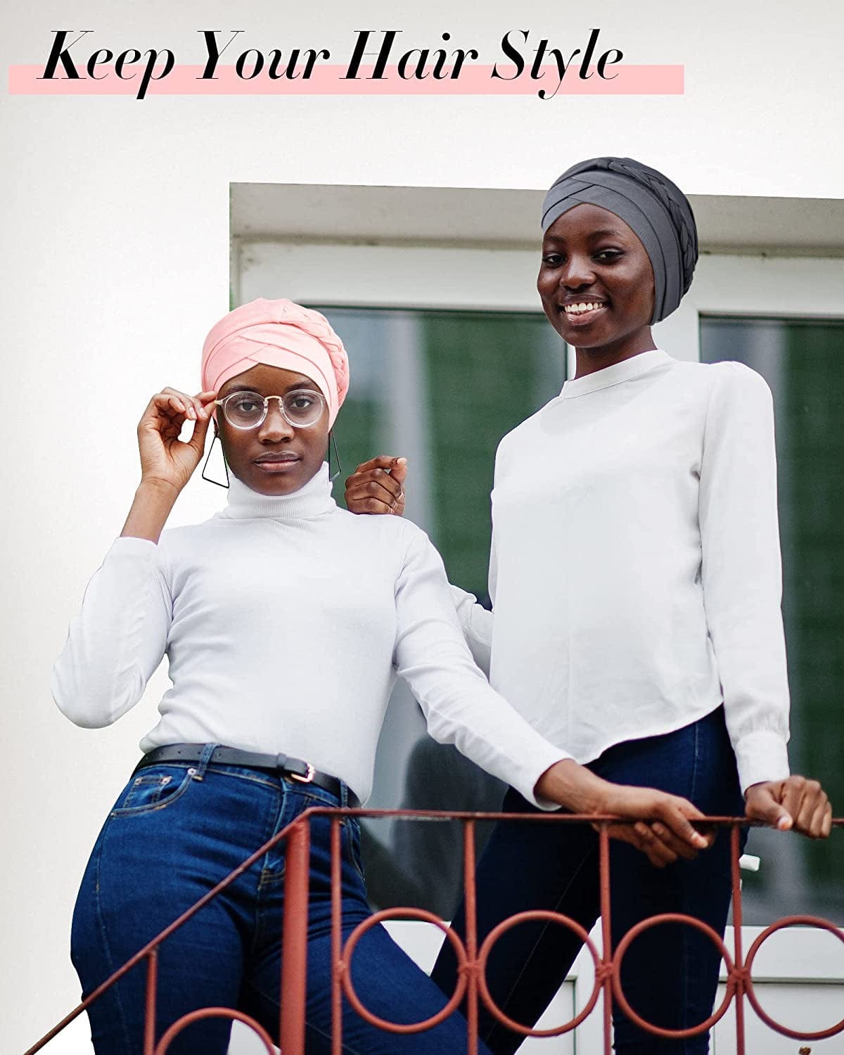 4 Pieces African Women Turban Cap Beaded Headscarf Beanie Twisted Braid Wrap Hat Faux Pearl Headwrap Apparel & Accessories > Clothing Accessories > Hats SATINIOR