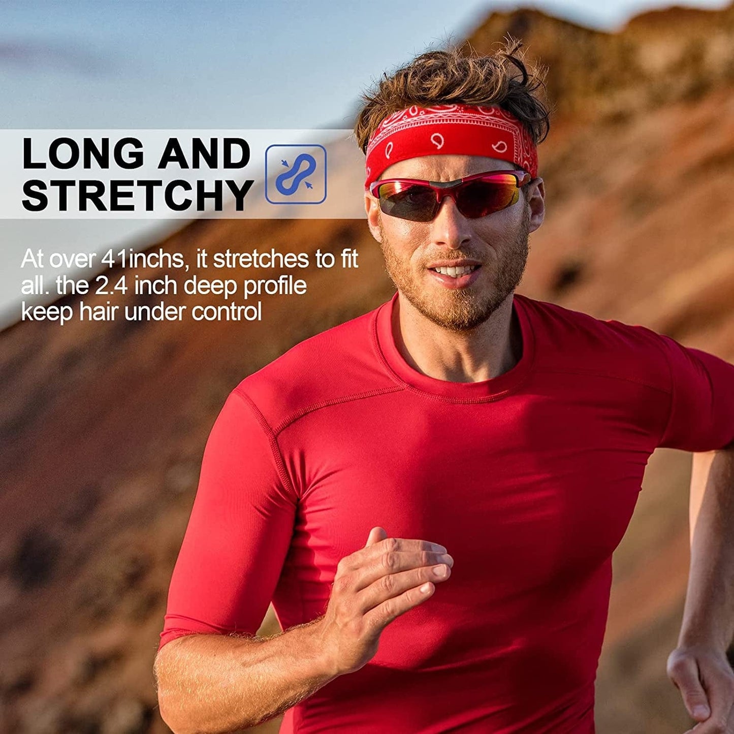 4 Pieces Bandana Headband for Men, Tie Headbands for Women, Sports Running Athletic Hair Head Band Sweat Wicking Adjustable Non Slip Karate Headband for Yoga Workout Apparel & Accessories > Clothing Accessories > Bandanas & Headties Jutom