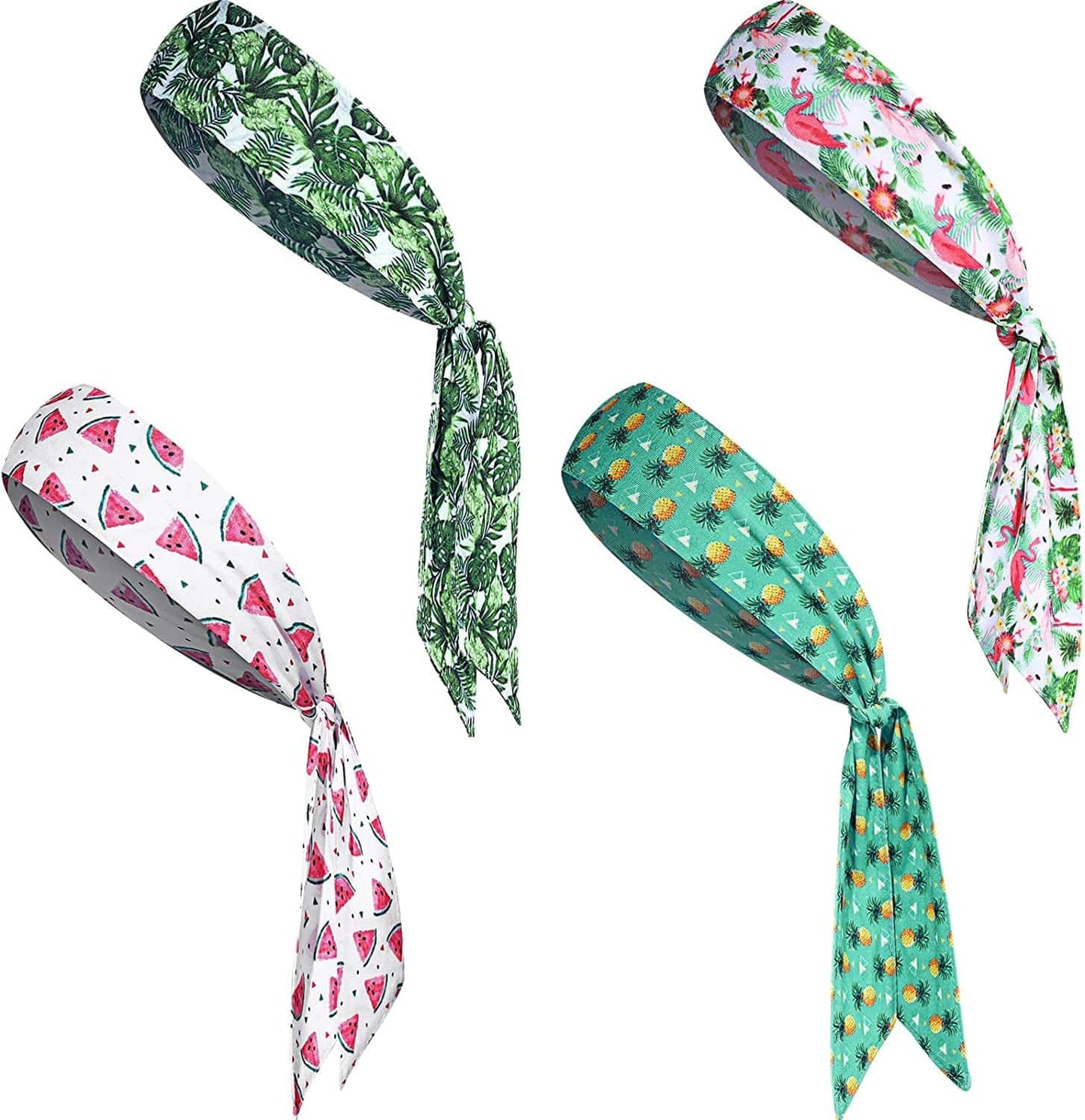 4 Pieces Bandana Headband for Men, Tie Headbands for Women, Sports Running Athletic Hair Head Band Sweat Wicking Adjustable Non Slip Karate Headband for Yoga Workout Apparel & Accessories > Clothing Accessories > Bandanas & Headties Jutom Vivid Style