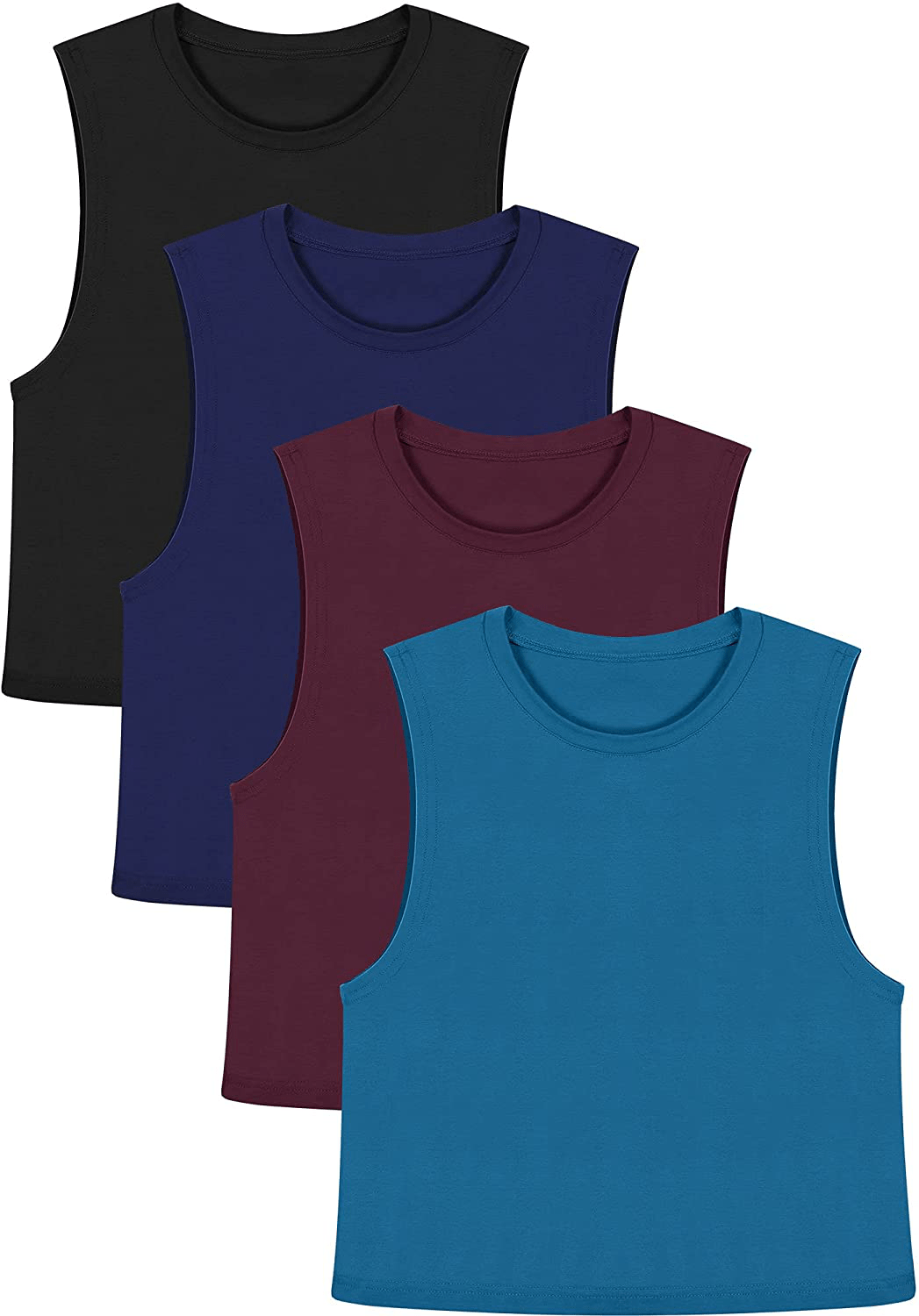 4 Pieces Basic Crop Tank Tops Cotton Sleeveless Racerback Tank Top Women Sports Top Apparel & Accessories > Clothing > Activewear Kylie Max