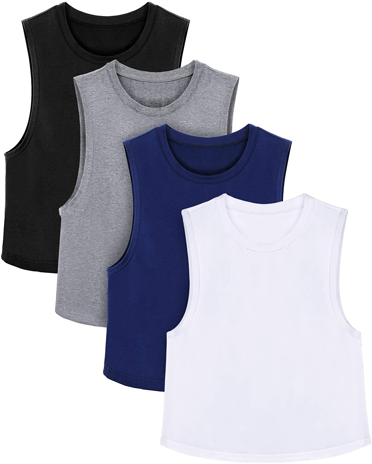4 Pieces Basic Crop Tank Tops Cotton Sleeveless Racerback Tank Top Women Sports Top Apparel & Accessories > Clothing > Activewear Kylie Max