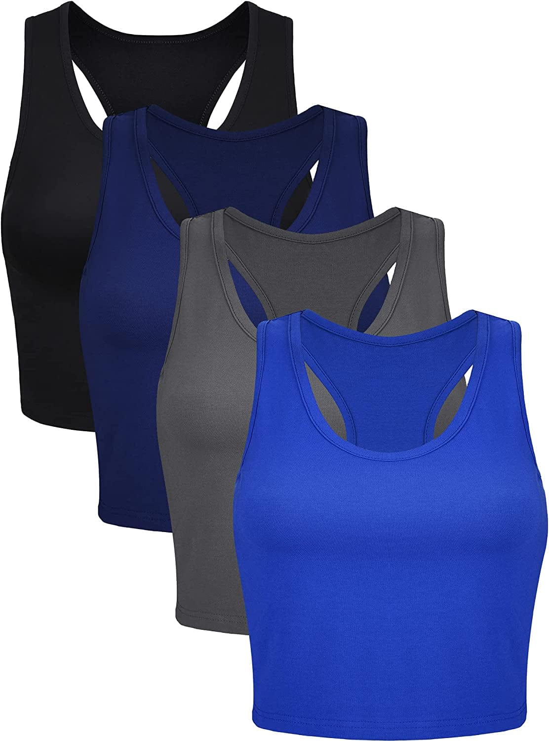 4 Pieces Basic Crop Tank Tops Sleeveless Racerback Crop Cami Top for Women Charming Color / Small