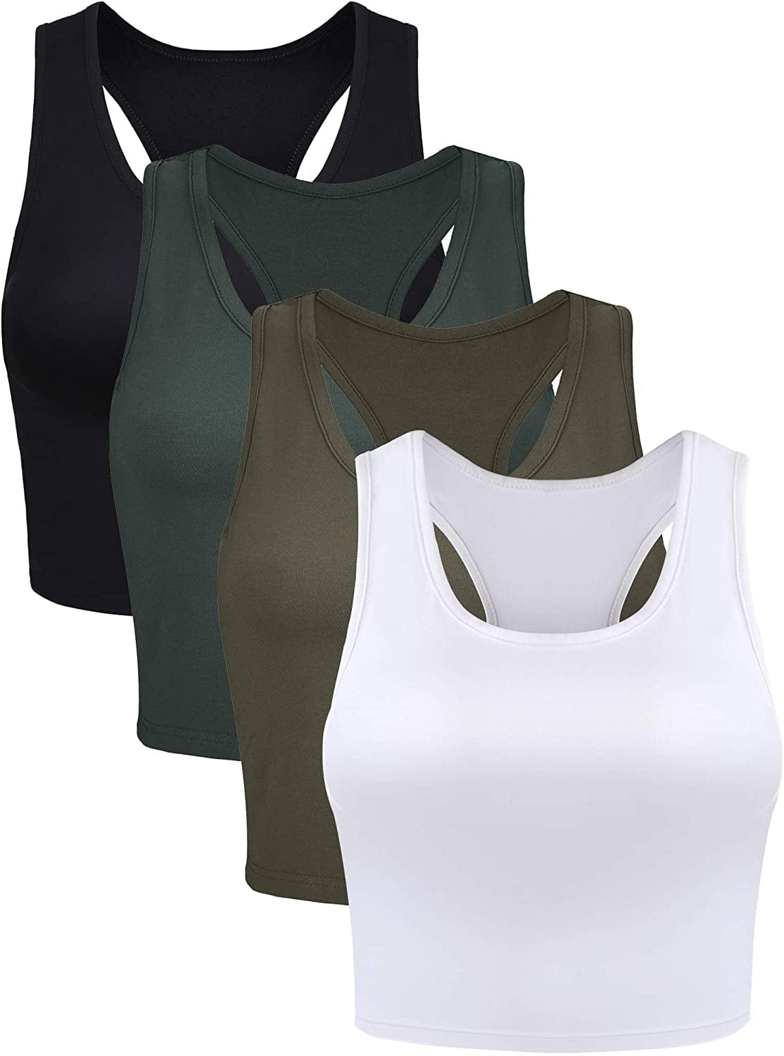 4 Pieces Basic Crop Tank Tops Sleeveless Racerback Crop Cami Top for Women Vivid Color / Small
