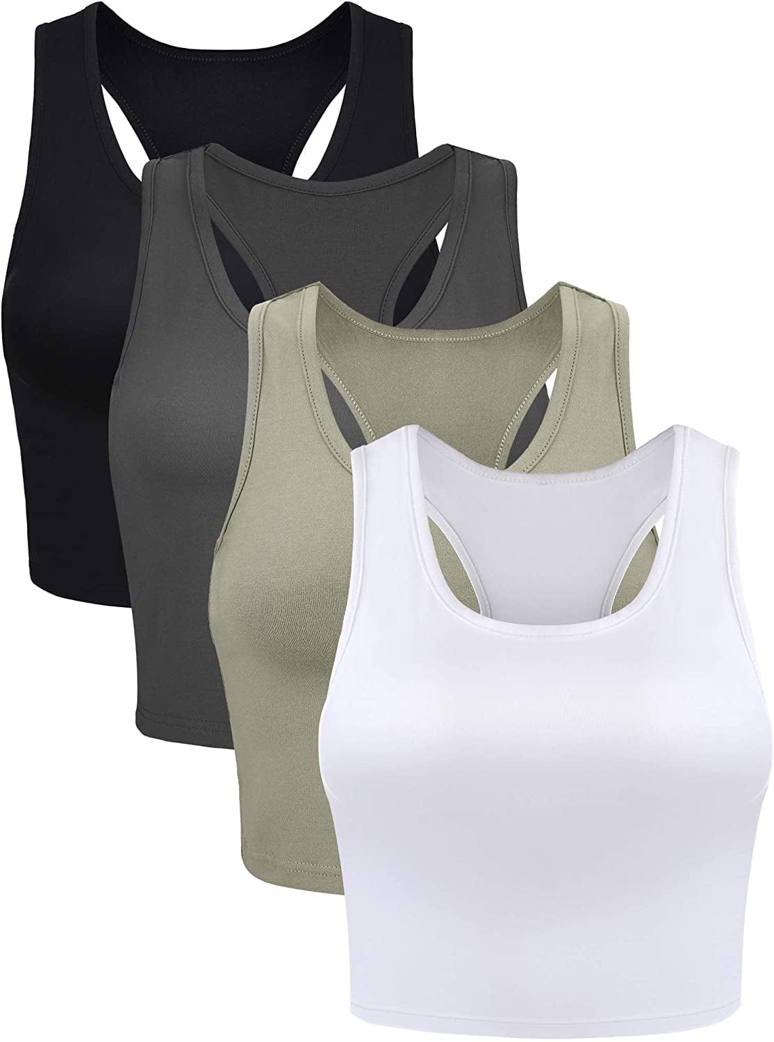 4 Pieces Basic Crop Tank Tops Sleeveless Racerback Crop Cami Top for Women Fresh Color / XX-Large