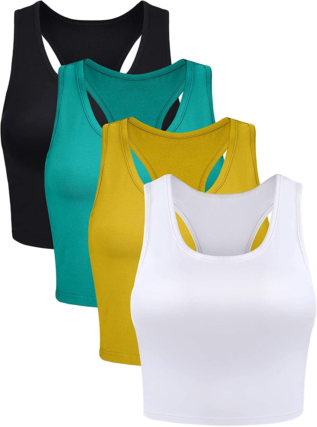 4 Pieces Basic Crop Tank Tops Sleeveless Racerback Crop Cami Top for Women Classic Color / Small