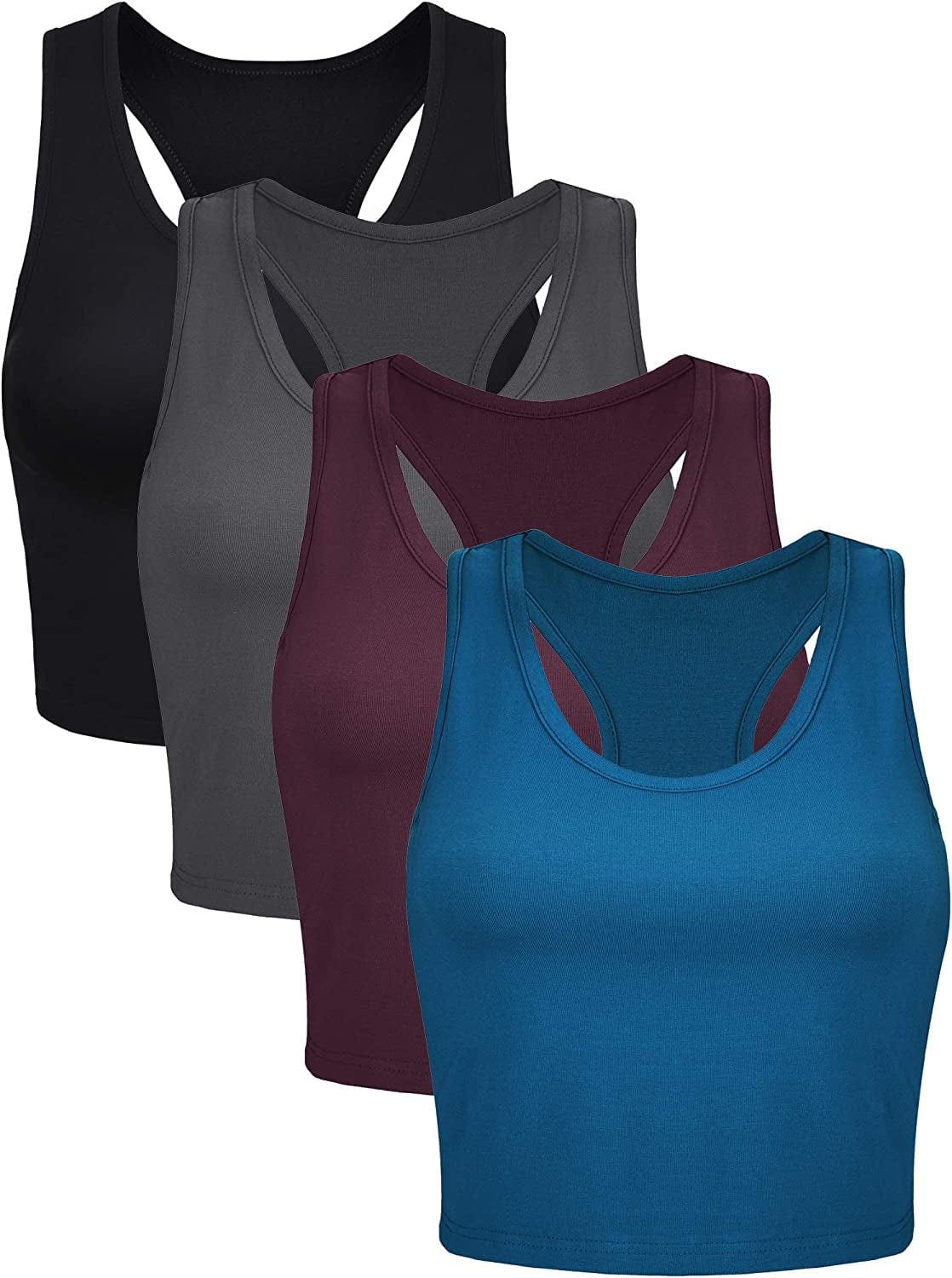4 Pieces Basic Crop Tank Tops Sleeveless Racerback Crop Cami Top for Women Chic Color / Small