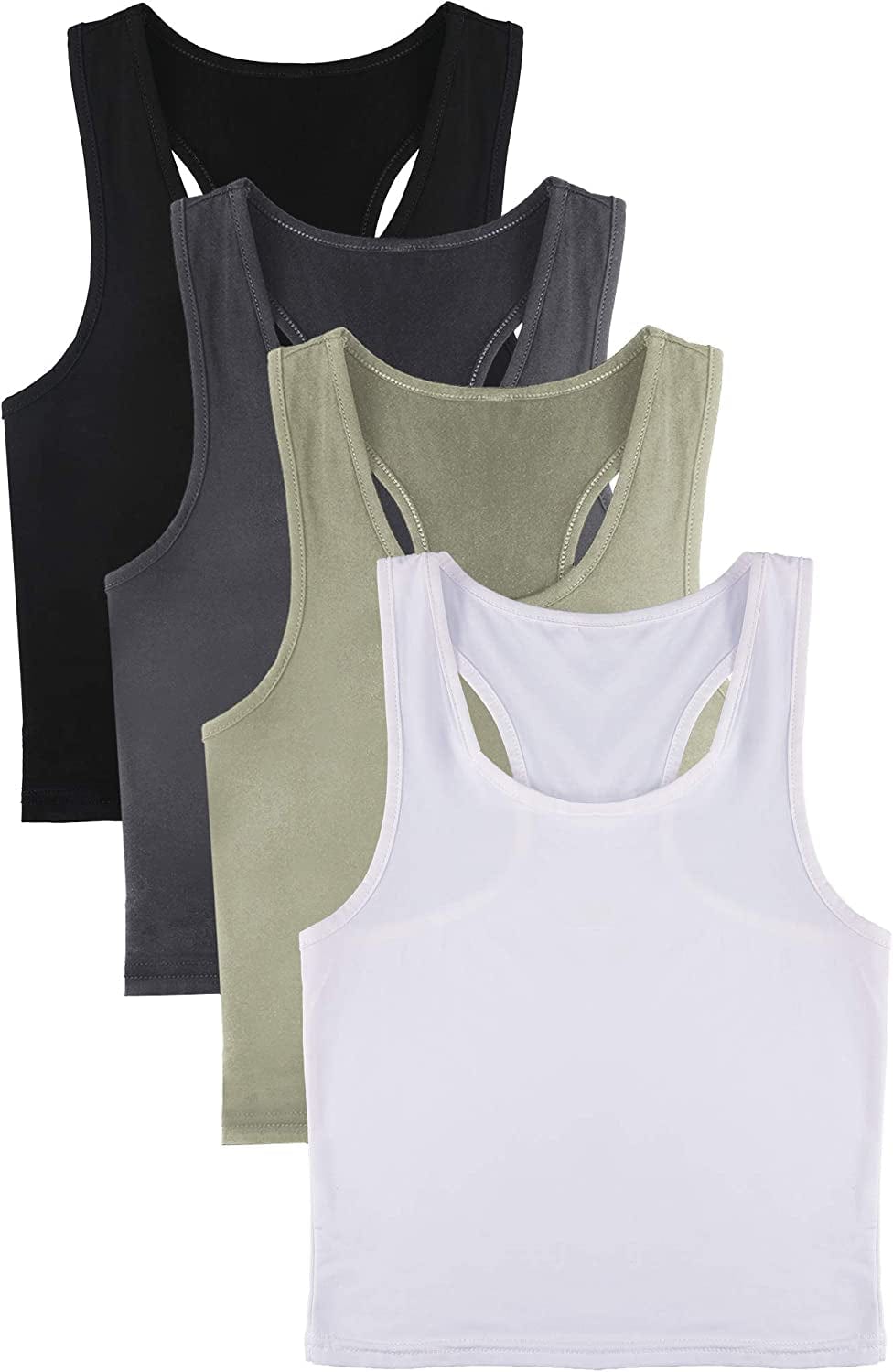 4 Pieces Basic Crop Tank Tops Sleeveless Racerback Crop Sport Top for Women