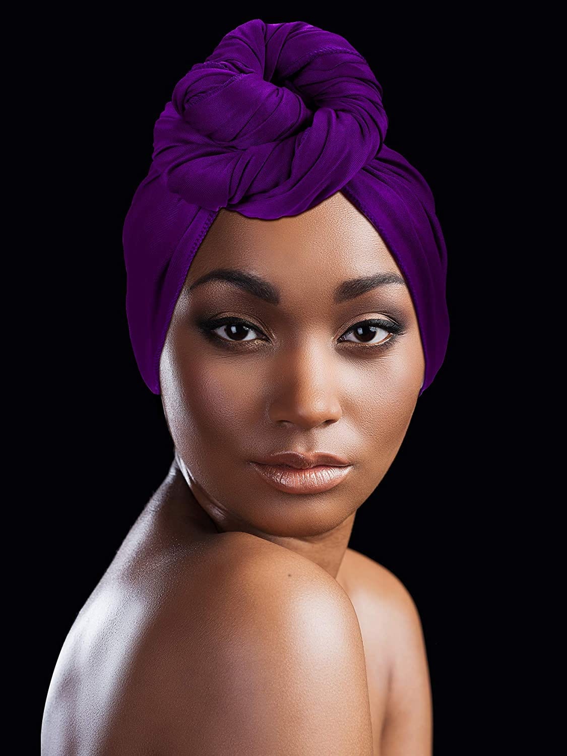 4 Pieces Head Scarf Turban Long Hair Head Wrap Scarf Soft Stretch Headwrap Headband Solid Color Turban Tie (Black, White, Green, Purple) Apparel & Accessories > Clothing Accessories > Bandanas & Headties SATINIOR
