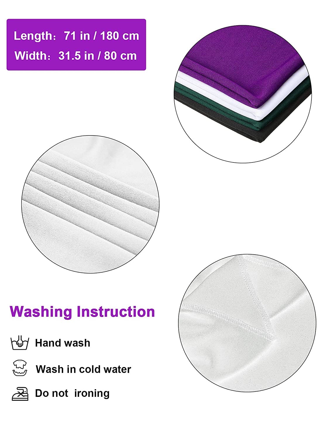 4 Pieces Head Scarf Turban Long Hair Head Wrap Scarf Soft Stretch Headwrap Headband Solid Color Turban Tie (Black, White, Green, Purple) Apparel & Accessories > Clothing Accessories > Bandanas & Headties SATINIOR
