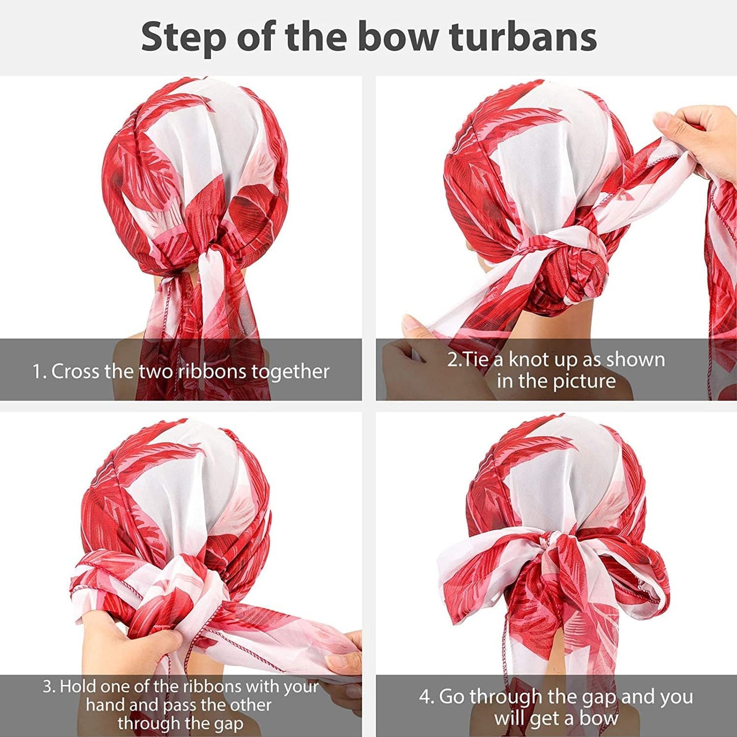 4 Pieces Headwear Turban Sleep Beanie Head Scarf Long Hair Head Turbans for Women Apparel & Accessories > Clothing Accessories > Headwear Syhood