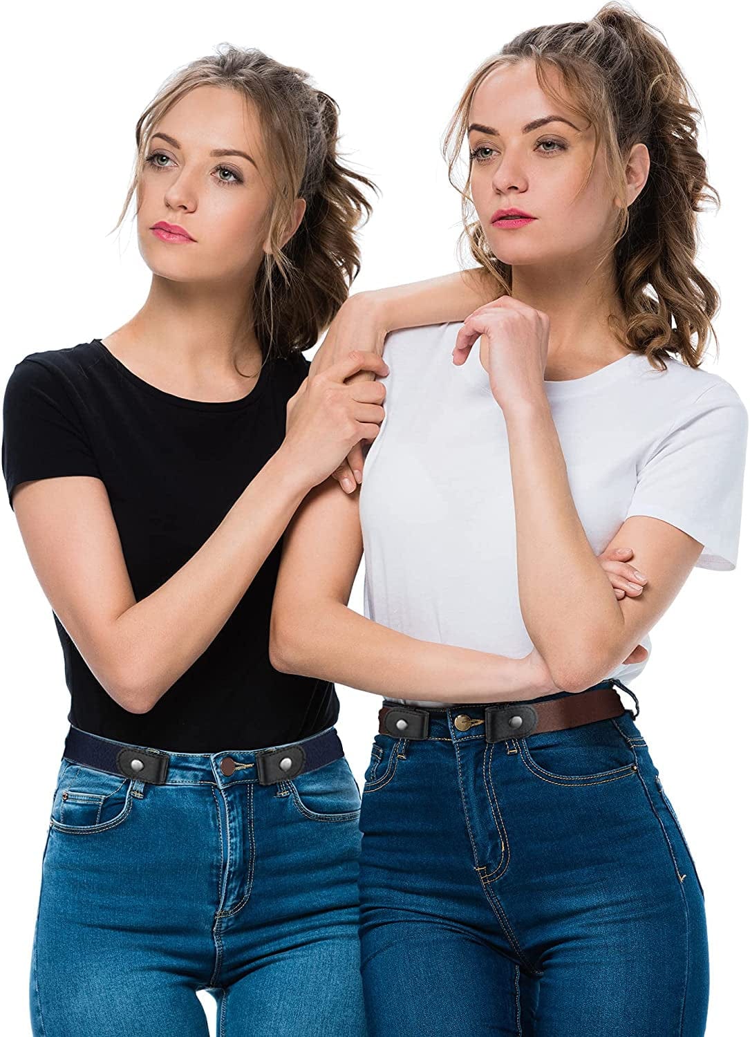 4 Pieces No Buckle Stretch Belt Adjustable Unisex Belt Invisible Elastic Belt for Men Women Jeans Pants Skirts Apparel & Accessories > Clothing Accessories > Belts Syhood