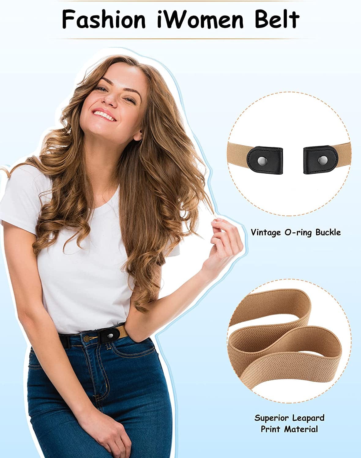 4 Pieces No Buckle Stretch Belt Adjustable Unisex Belt Invisible Elastic Belt for Men Women Jeans Pants Skirts Apparel & Accessories > Clothing Accessories > Belts Syhood