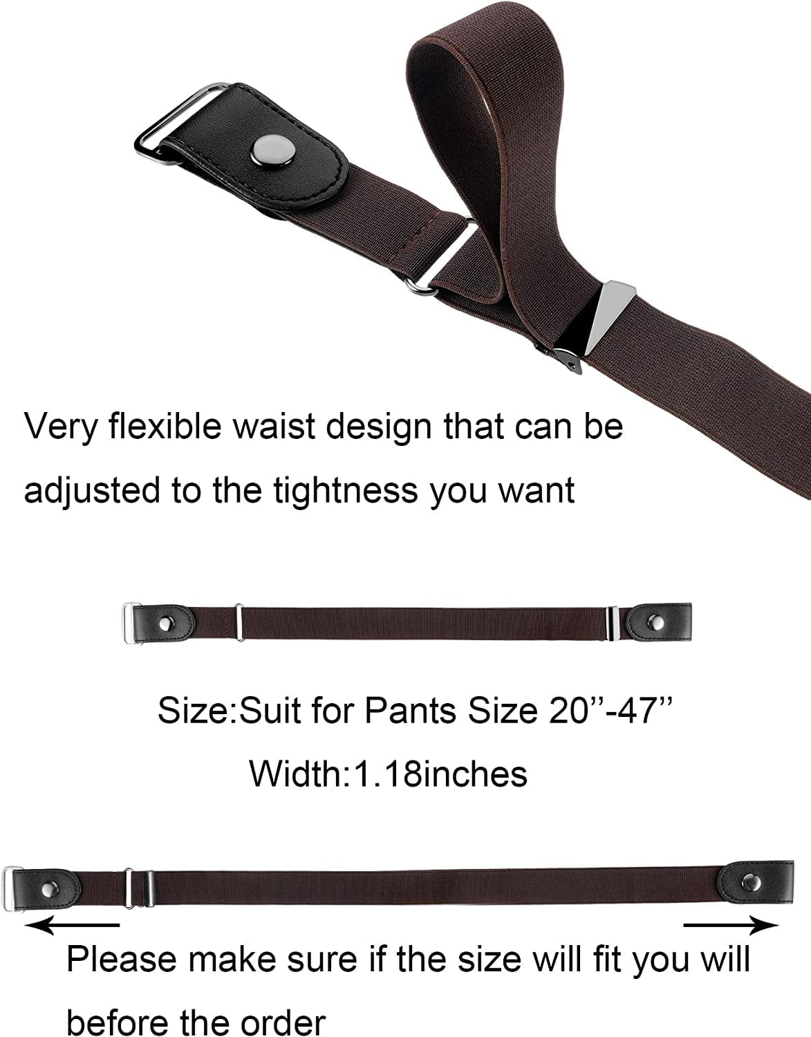 4 Pieces No Buckle Stretch Belt Buckle-Free Belt Invisible Elastic Belt with 4 Pieces Buckles for Jeans Pants Apparel & Accessories > Clothing Accessories > Belts Syhood