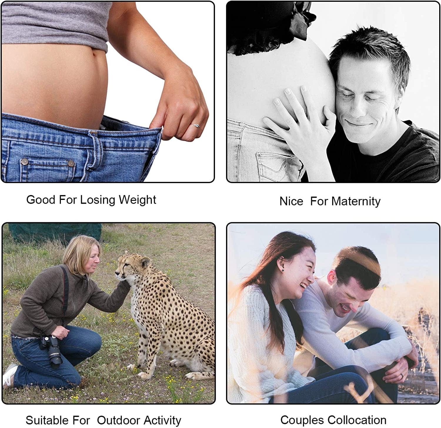 4 Pieces No Buckle Stretch Belt Buckle-Free Belt Invisible Elastic Belt with 4 Pieces Buckles for Jeans Pants Apparel & Accessories > Clothing Accessories > Belts Syhood