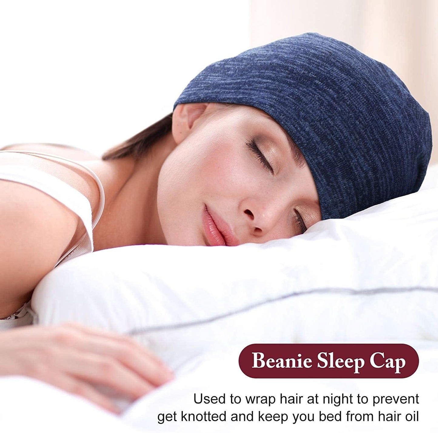 4 Pieces Satin Lined Sleep Cap Slouchy Beanie Hat Night Hair Cap for Women (Black, Navy Blue, Khaki, Wine Red) Apparel & Accessories > Clothing Accessories > Headwear SATINIOR