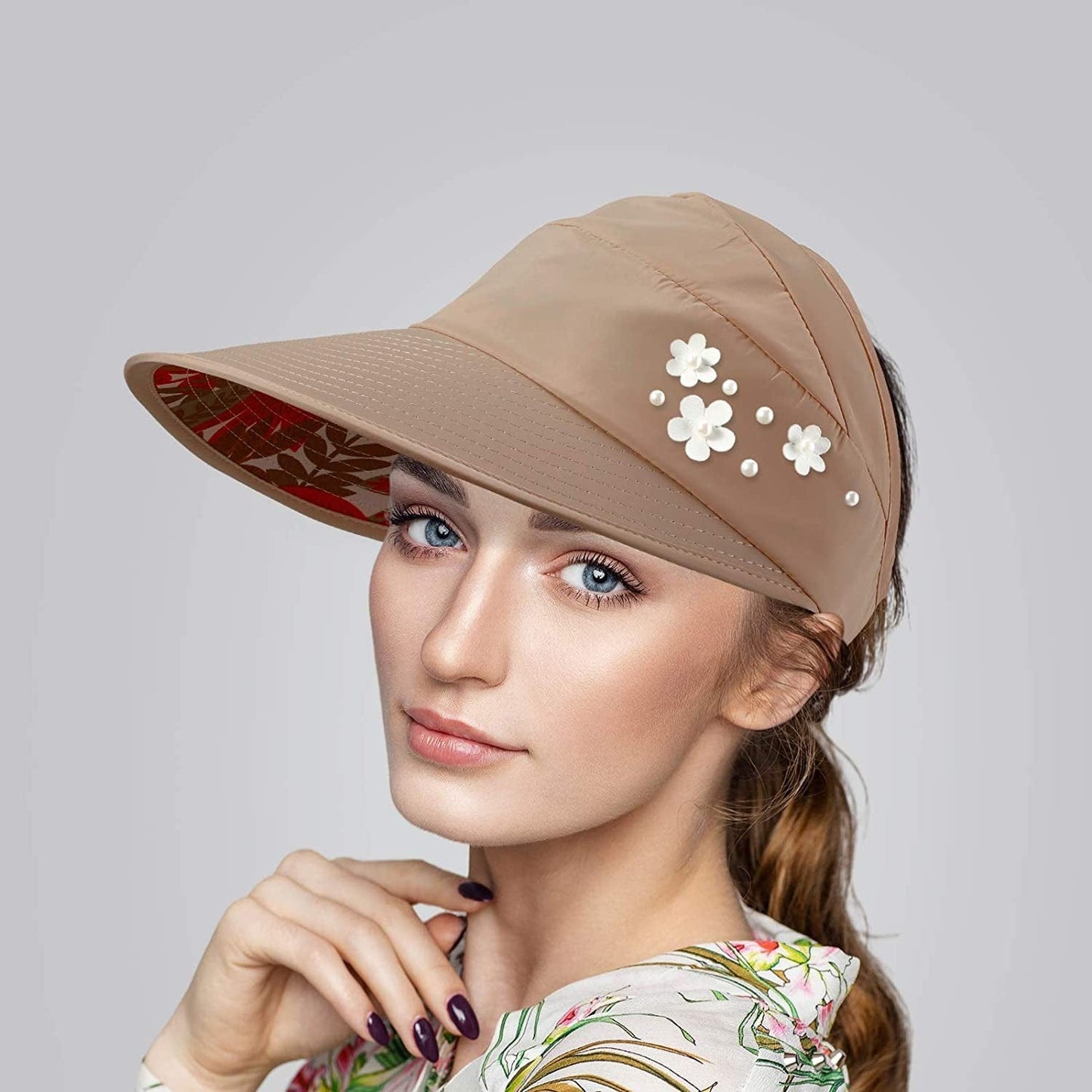 4 Pieces Sun Hat for Women Visor Hats Wide Brim Summer Beach Caps UV Protection Packable Visor Hats Floppy Adjustable Ponytail Hats Apparel & Accessories > Clothing Accessories > Hats Geyoga