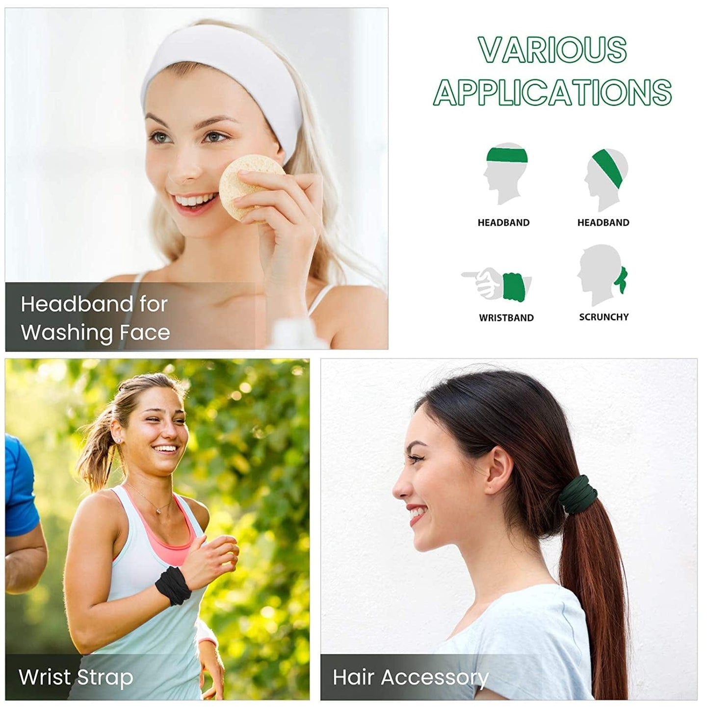 4 Pieces Tennis Tie Headband Head Tie Tennis Bandana Elastic Sports Sweatband Stretchy Headbands Adjustable Non-Slip Headband for Women Men Running Athletic Exercise Workout Apparel & Accessories > Clothing Accessories > Bandanas & Headties Syhood
