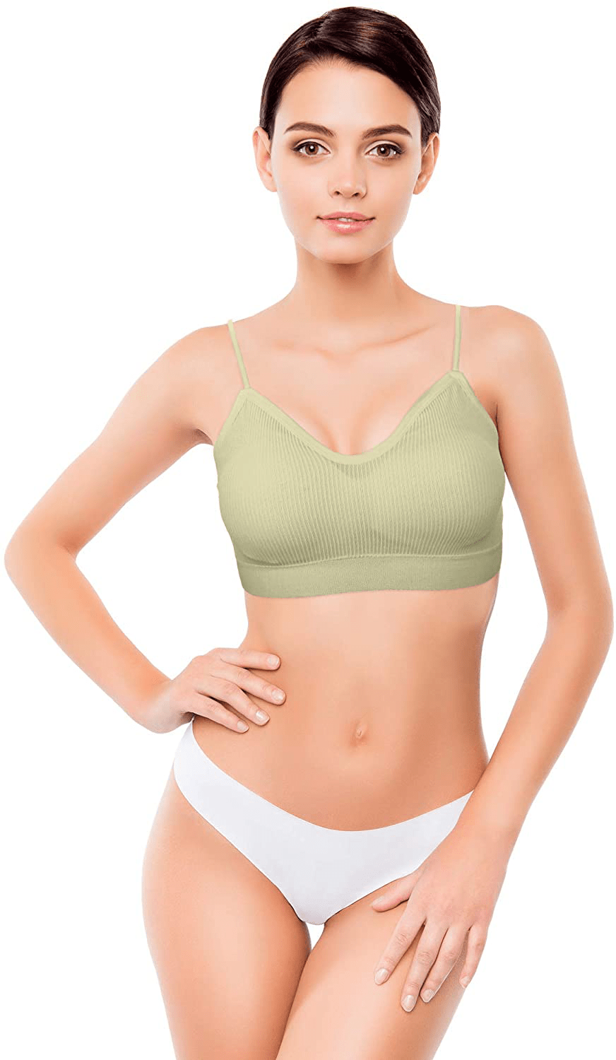 4 Pieces V Neck Cami Bra Padded Seamless Bralette Straps Sleeping Bra for Women Girls Apparel & Accessories > Clothing > Underwear & Socks > Bras Kylie Max