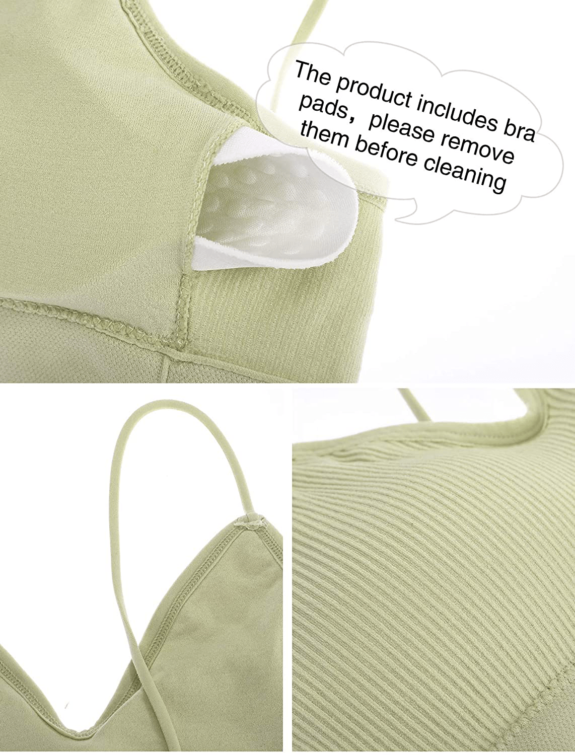 4 Pieces V Neck Cami Bra Padded Seamless Bralette Straps Sleeping Bra for Women Girls Apparel & Accessories > Clothing > Underwear & Socks > Bras Kylie Max