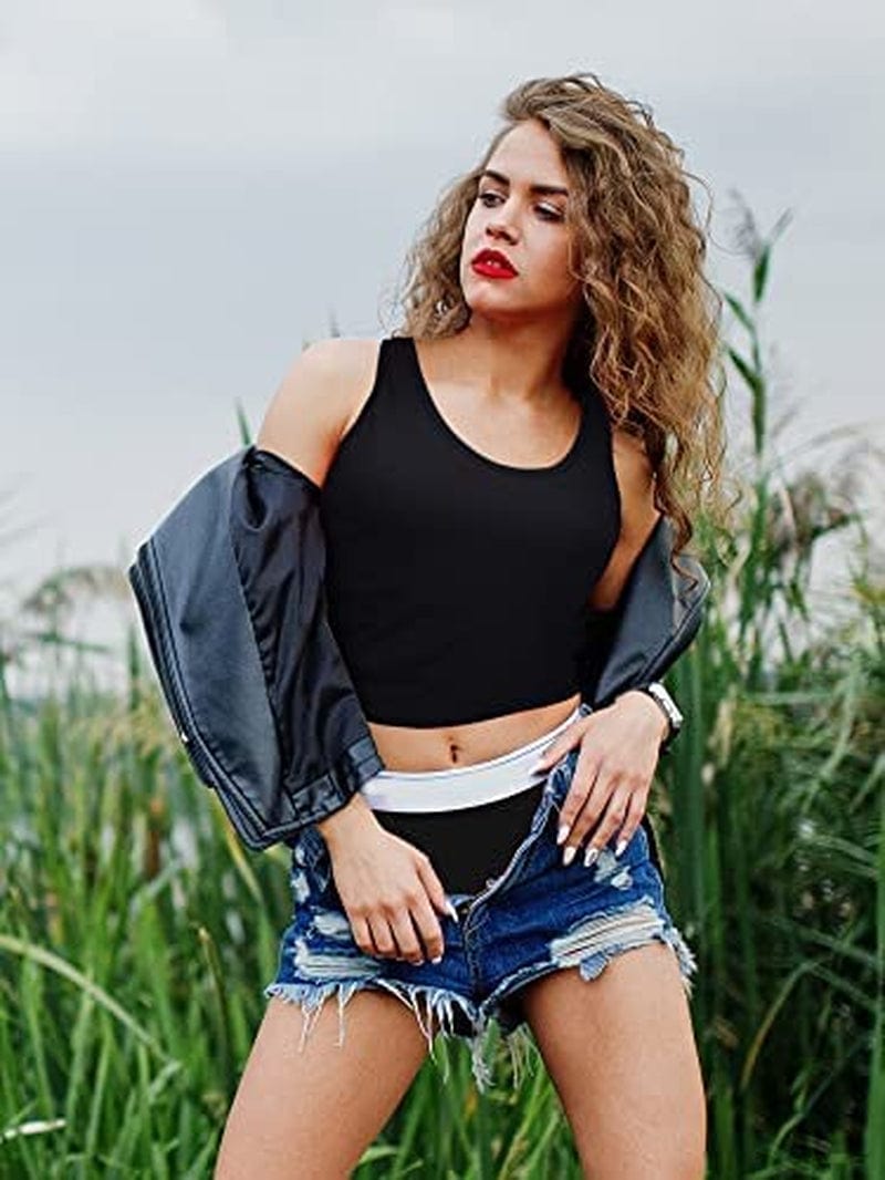 4 Pieces Women Basic Crop Tank Top Short Sleeveless Sports Crop Top