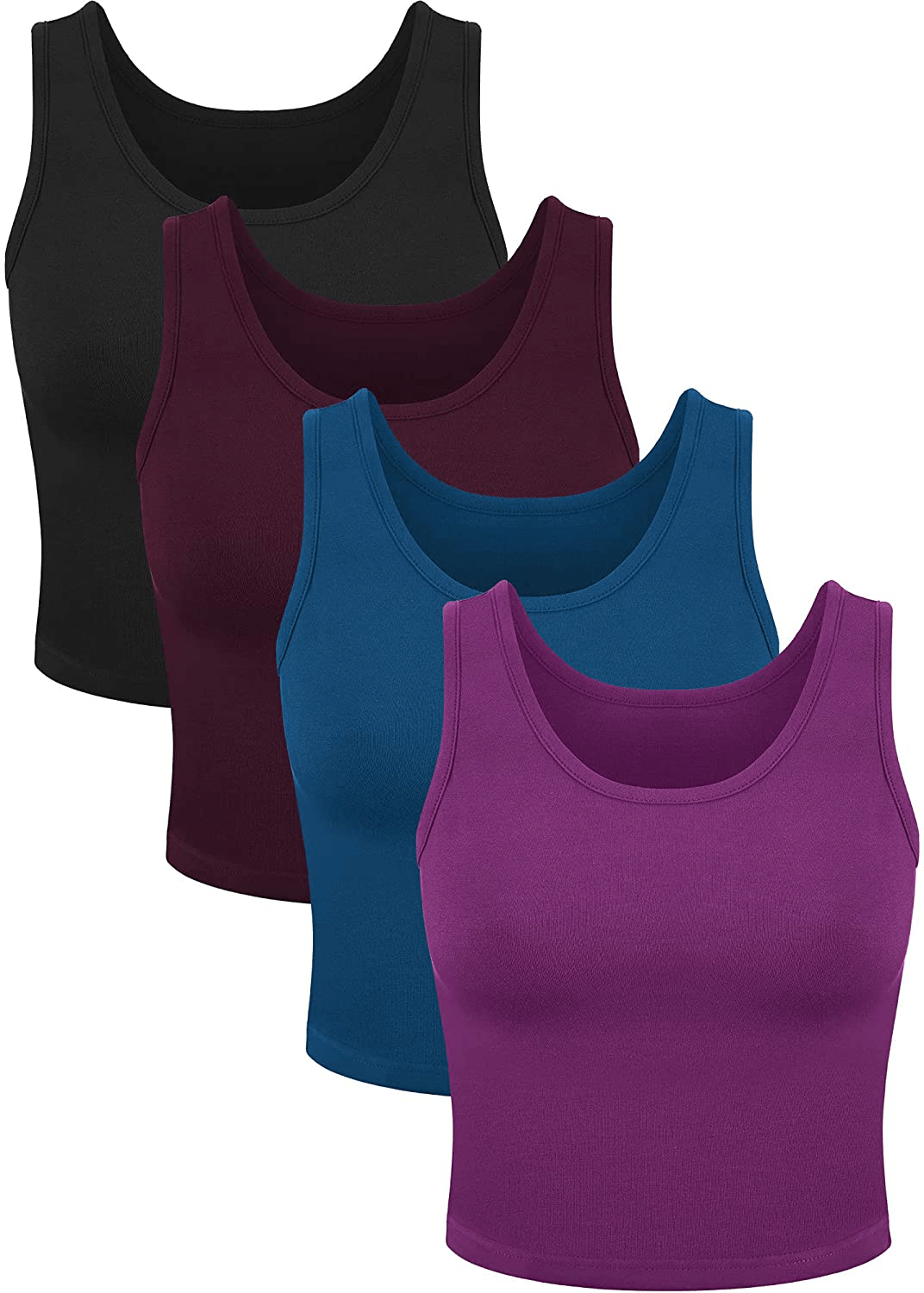 4 Pieces Women Basic Crop Tank Top Short Sleeveless Sports Crop Top Apparel & Accessories > Clothing > Activewear Kylie Max